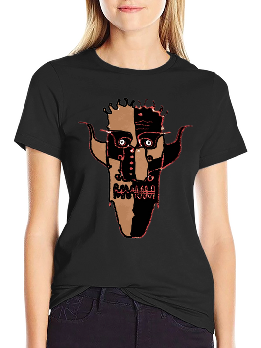 Abstract Face Graphic Black Tee