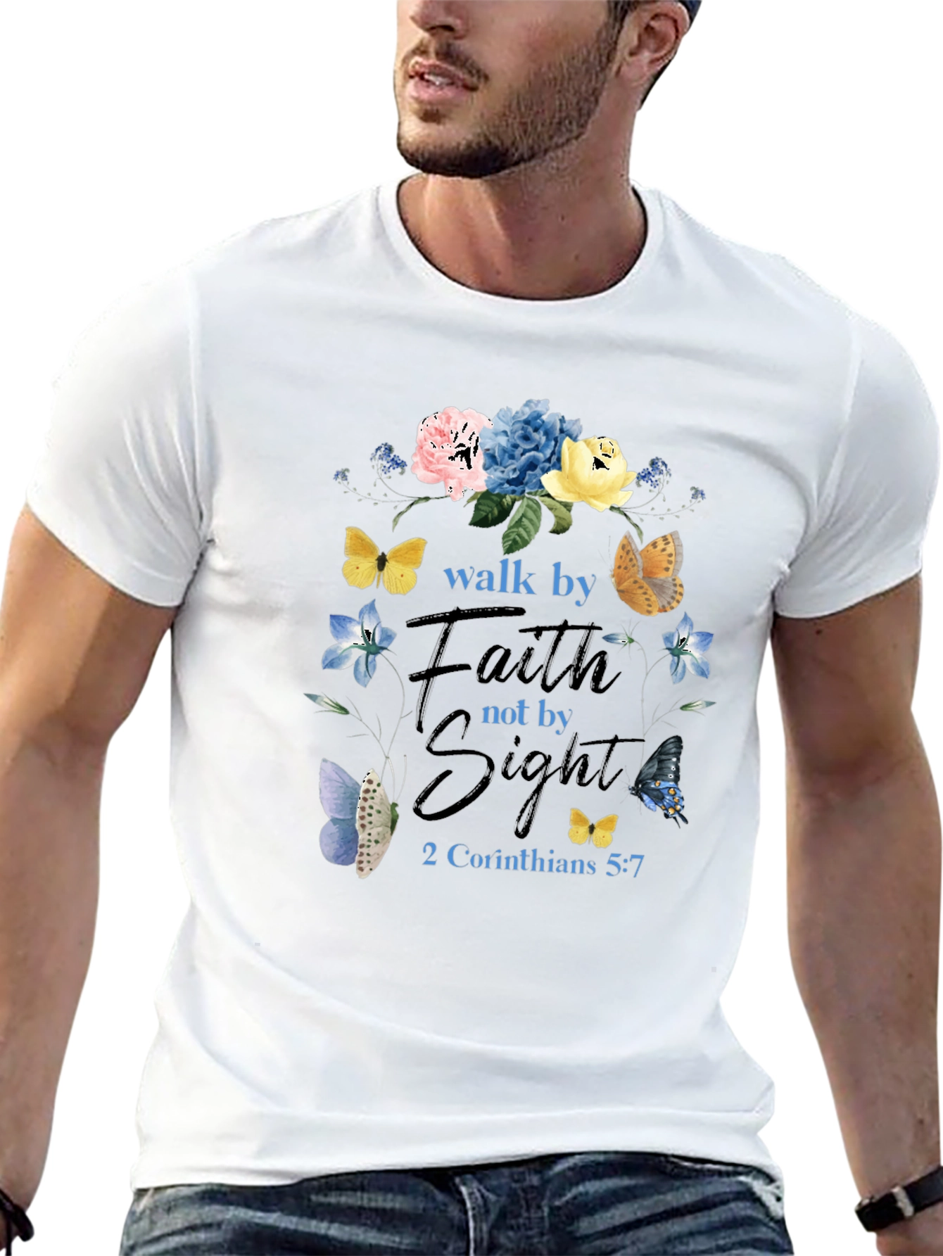 Faith Over Sight Butterfly Floral T-Shirt