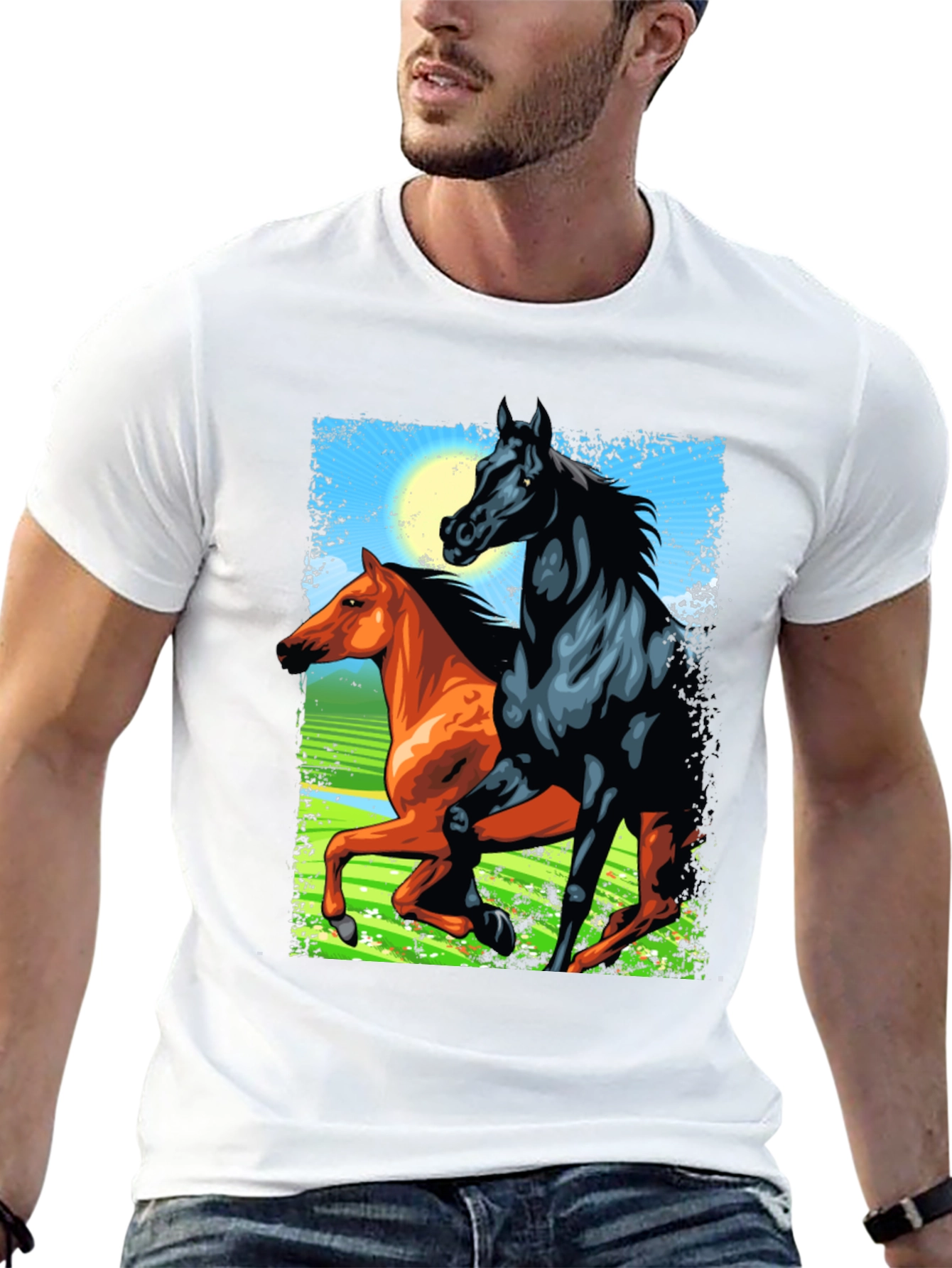 Horse Design Black T-Shirt