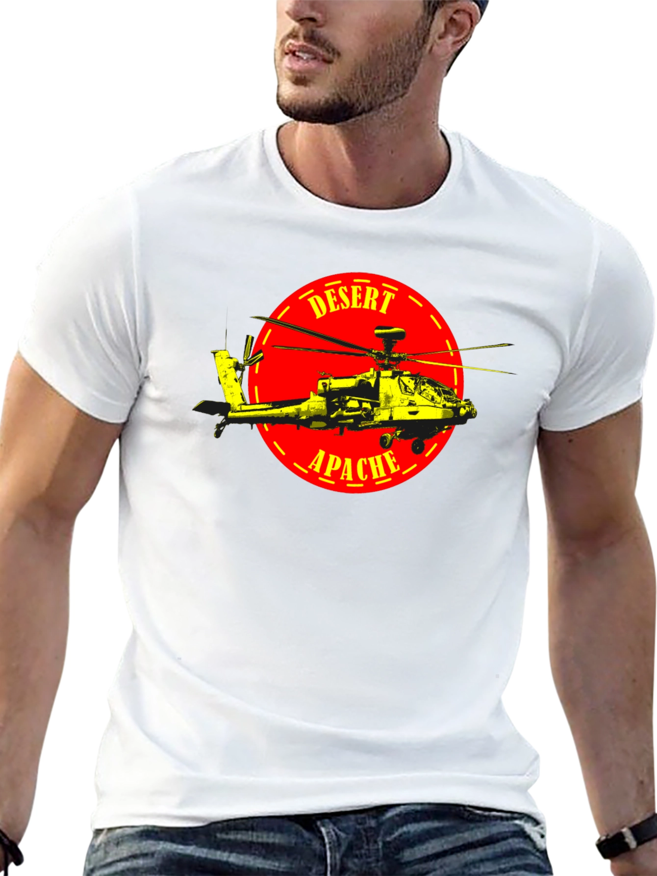 Desert Apache Graphic Tee - Military Helicopter T-Shirt