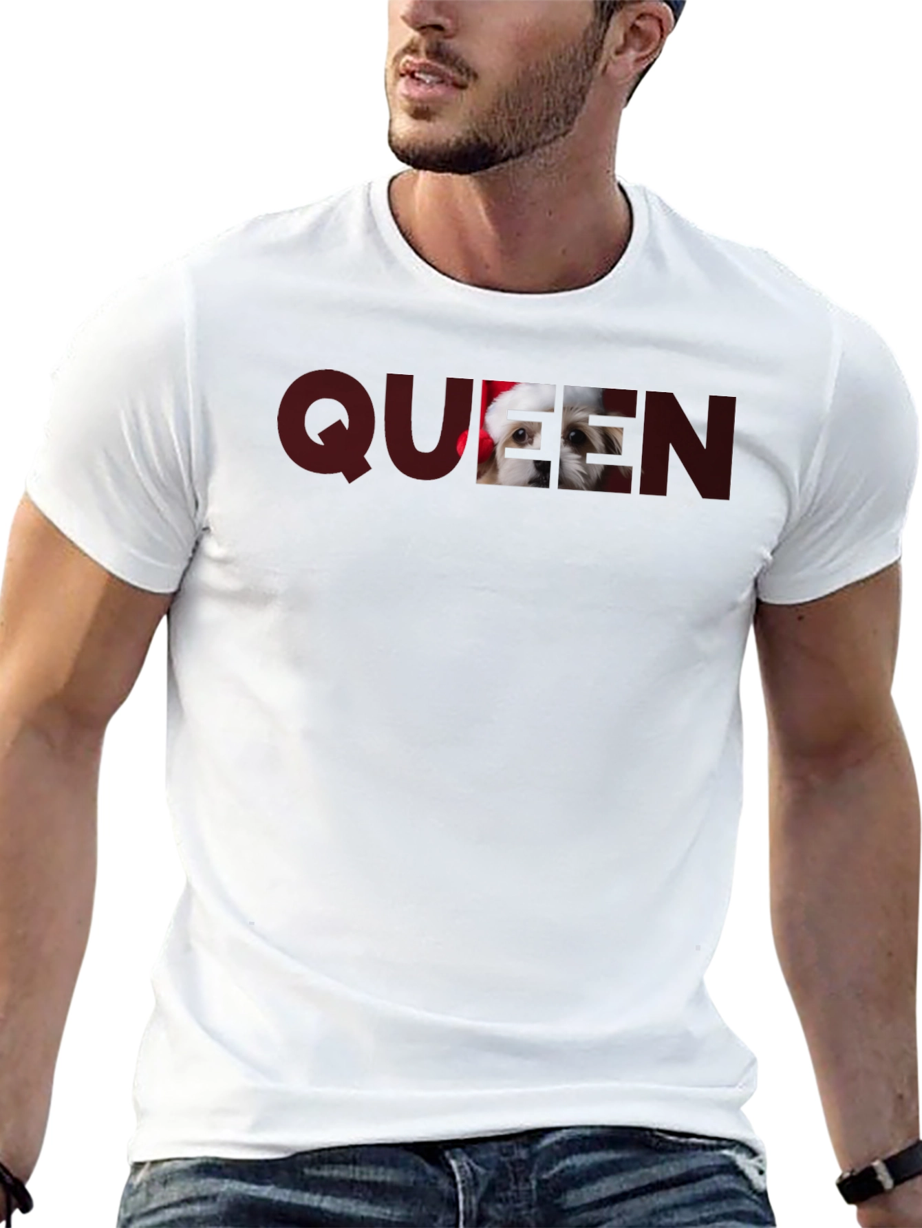 Queen Dog in Santa Hat Tee
