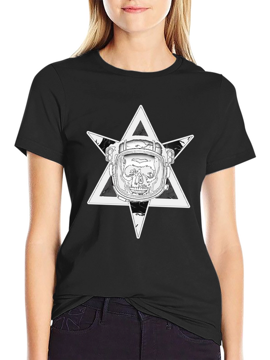 Astronaut Skull Graphic Tee - Black Cotton T-Shirt