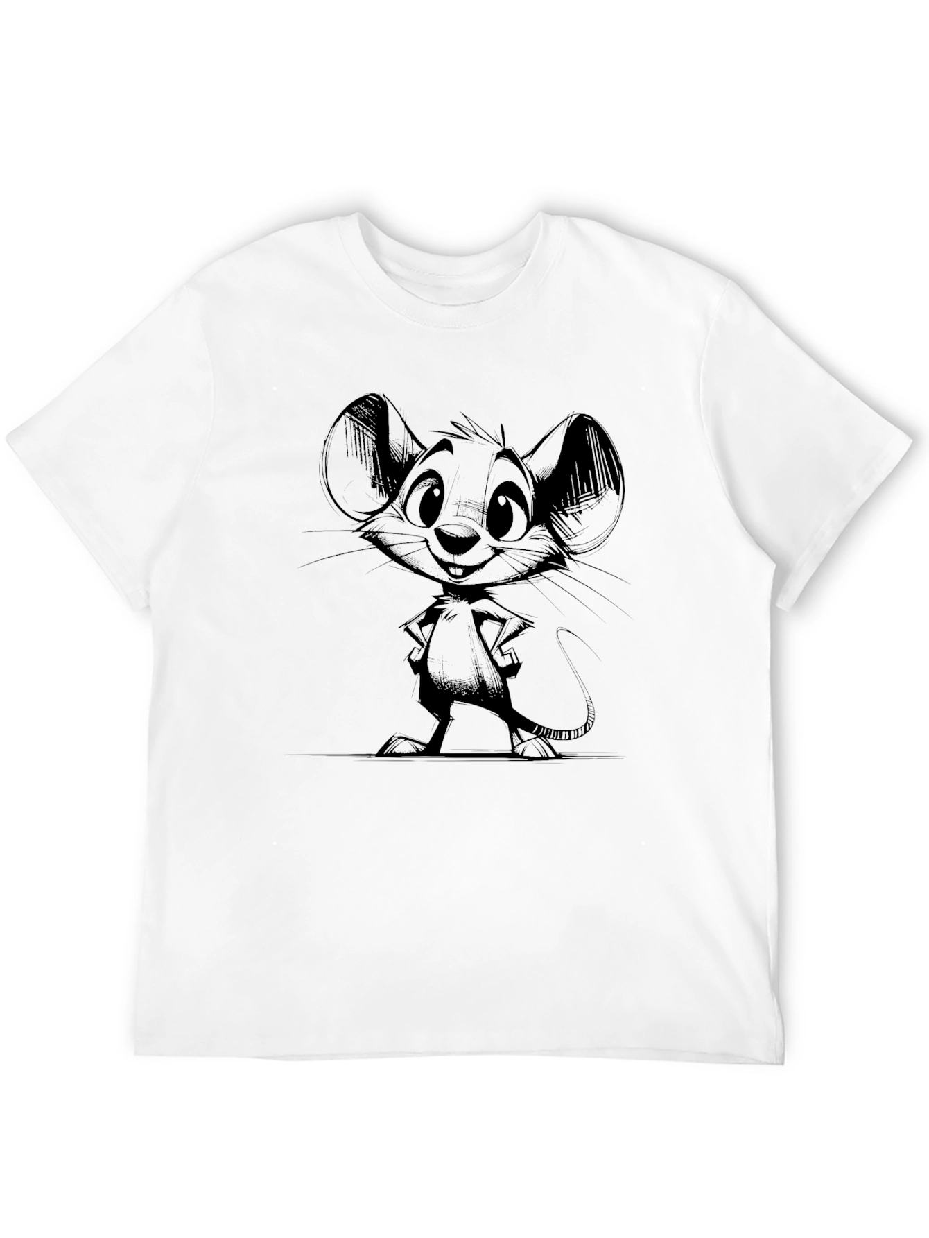 Cartoon Mouse Graphic Black T-Shirt
