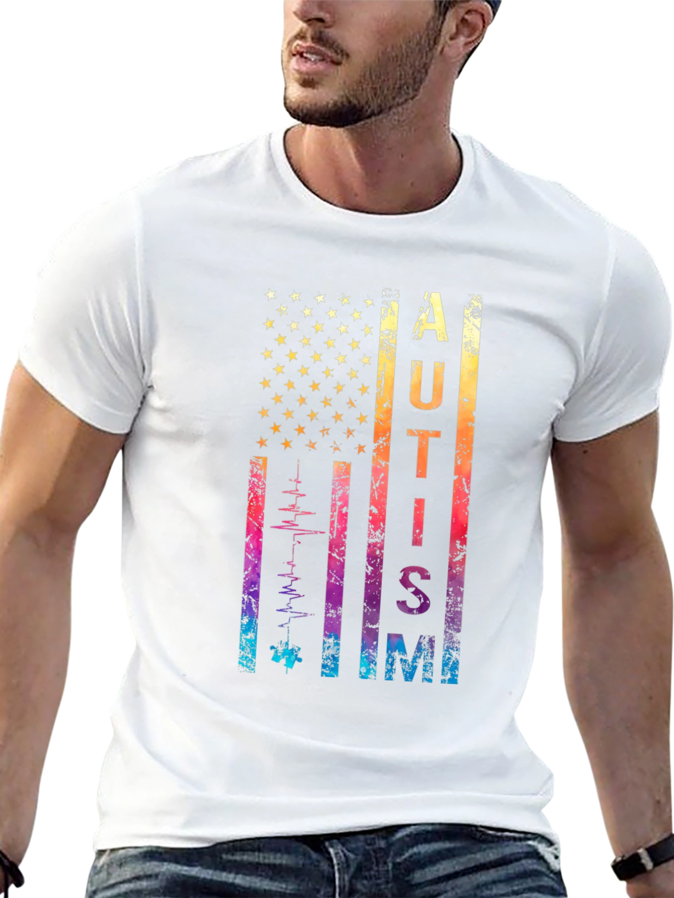 Autism Awareness USA Flag T-Shirt