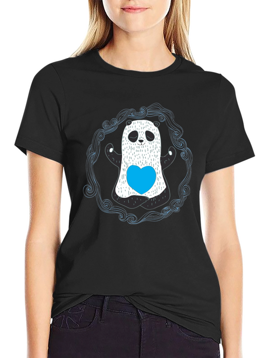 Panda Ghost Graphic Black T-Shirt