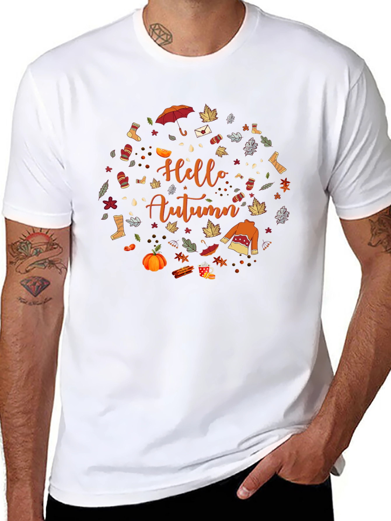 Hello Autumn Graphic Tee - Fall Season Shirt