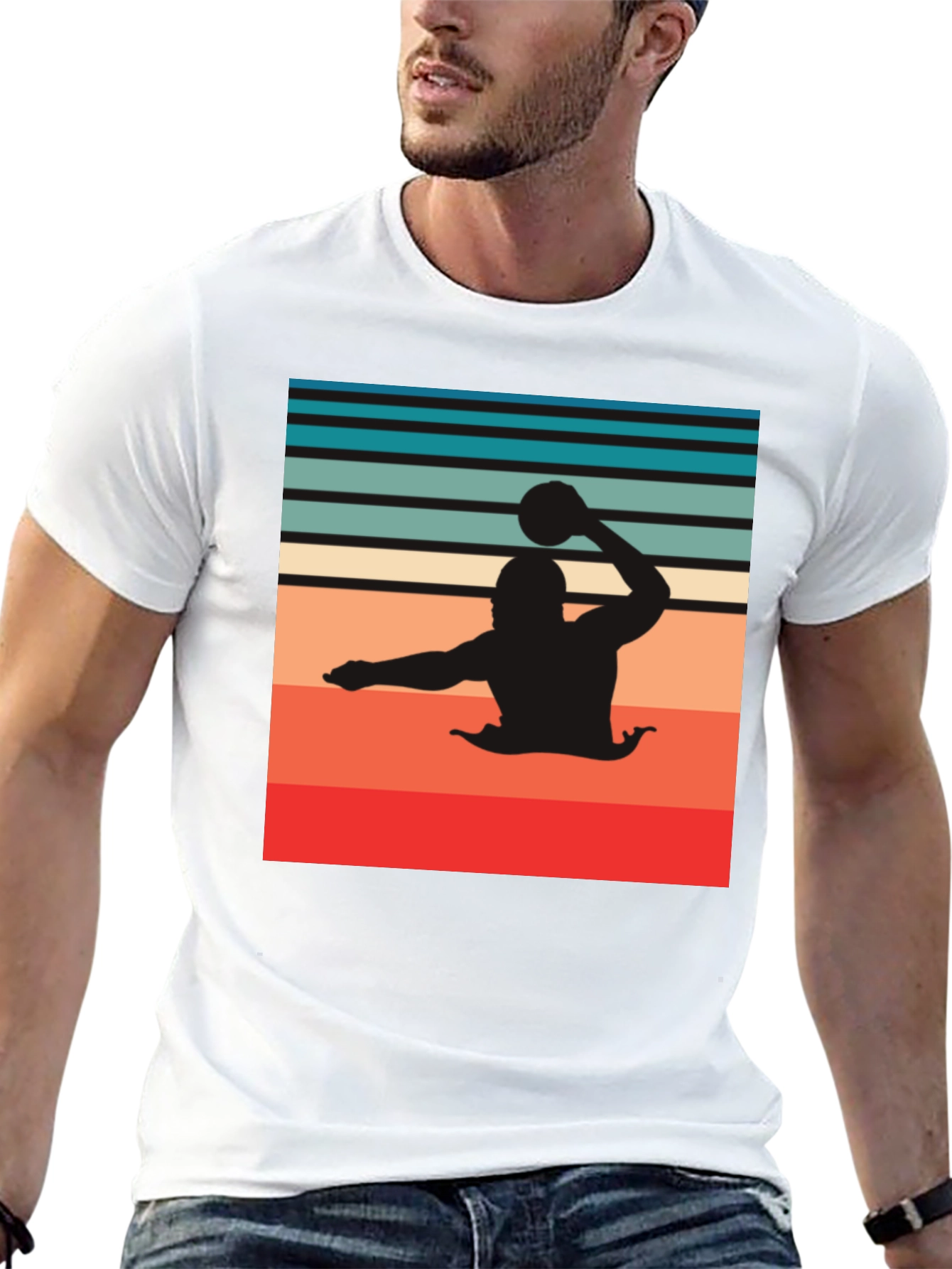 Retro Water Polo Player T-Shirt - Black