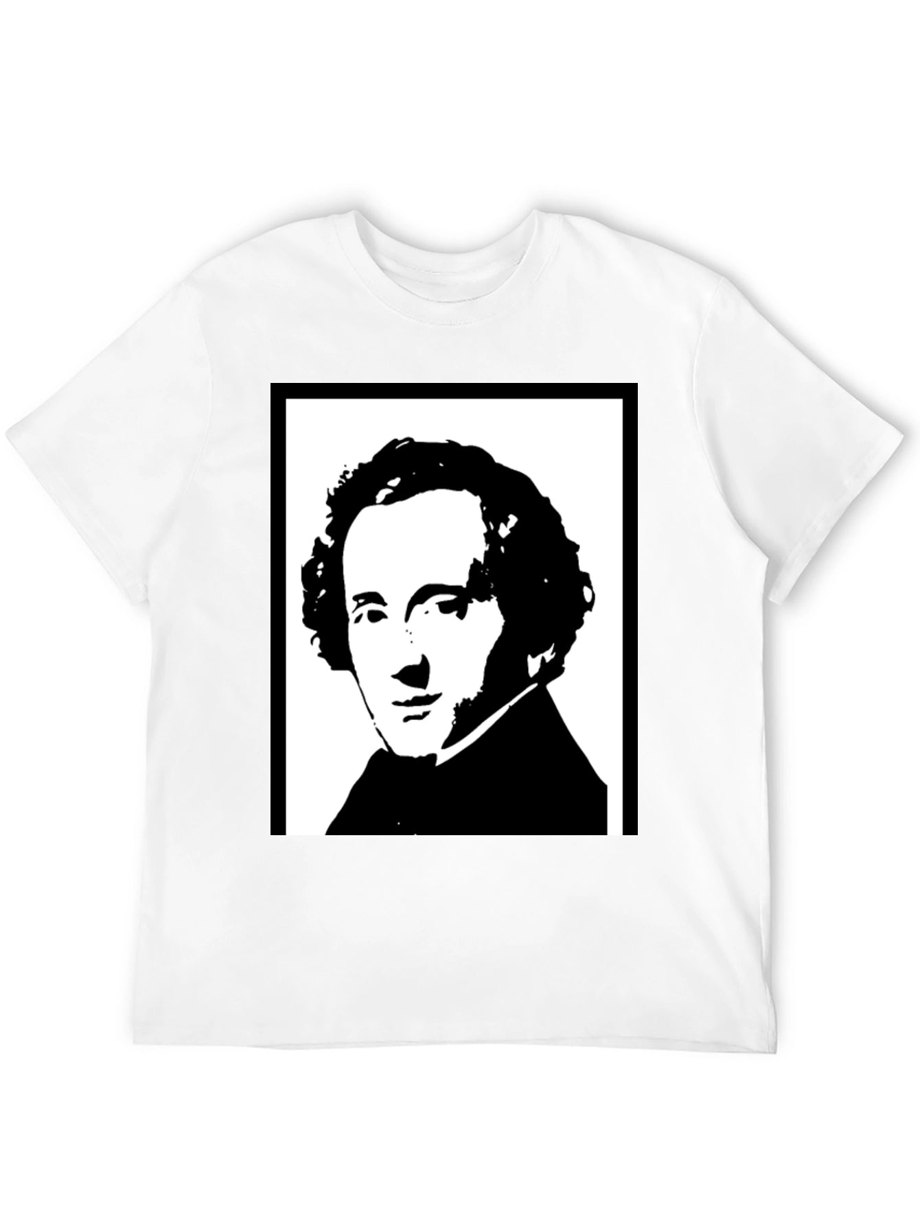 Black T-Shirt with Historical Portrait Graphic