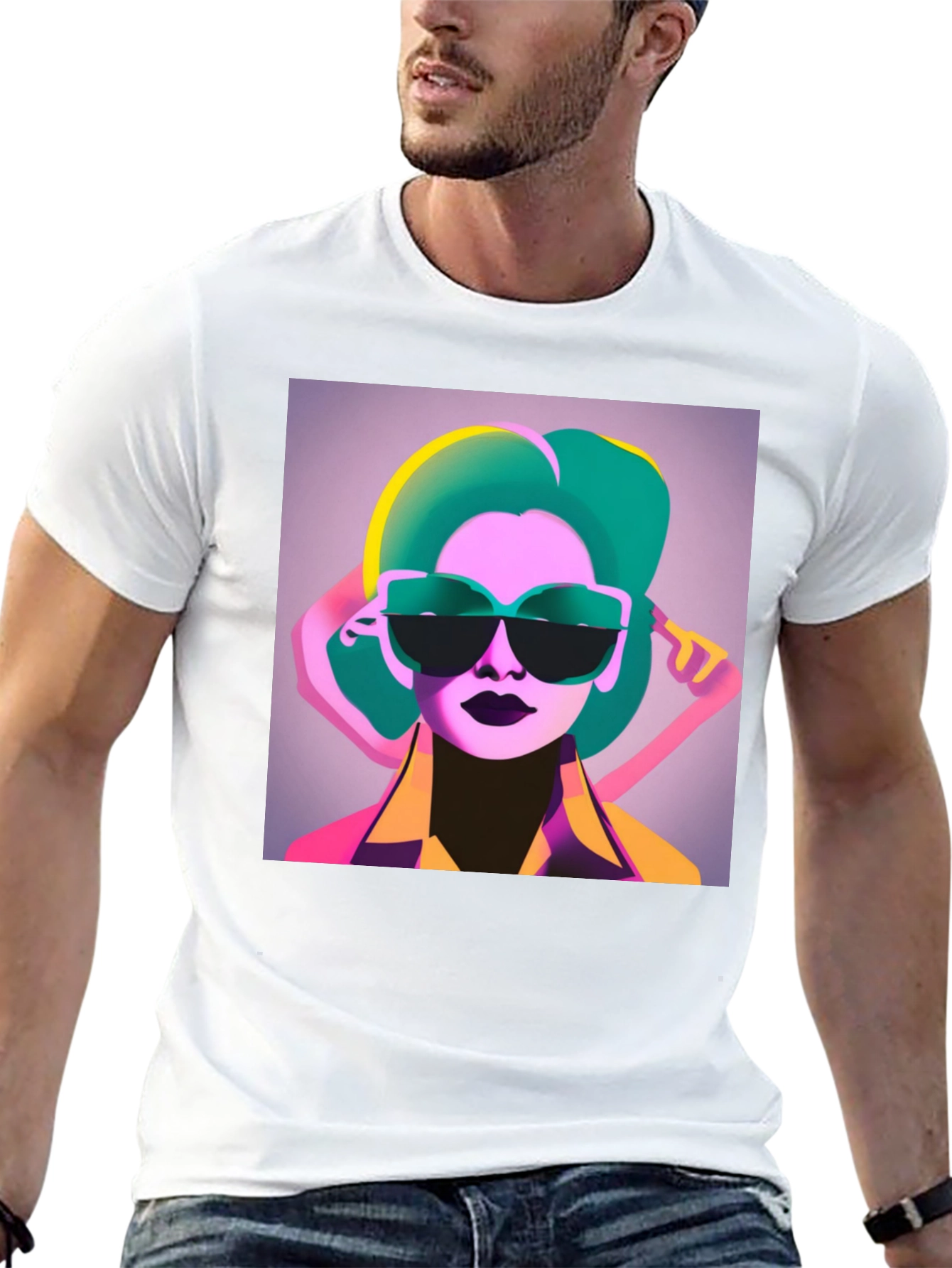 Retro Style Graphic Tee - Cool Woman with Sunglasses