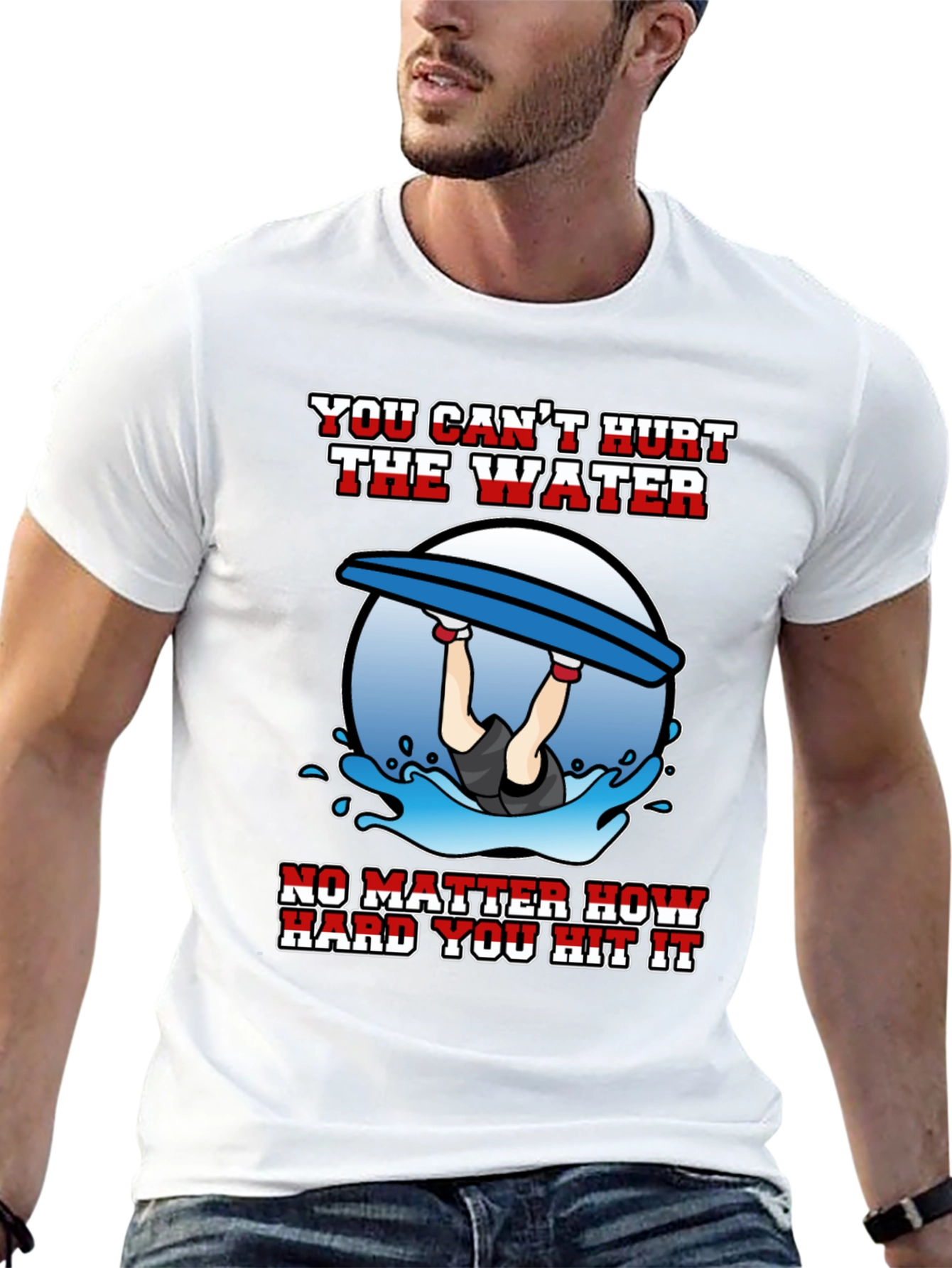 Funny Wakeboarding T-Shirt - Cant Hurt the Water Tee