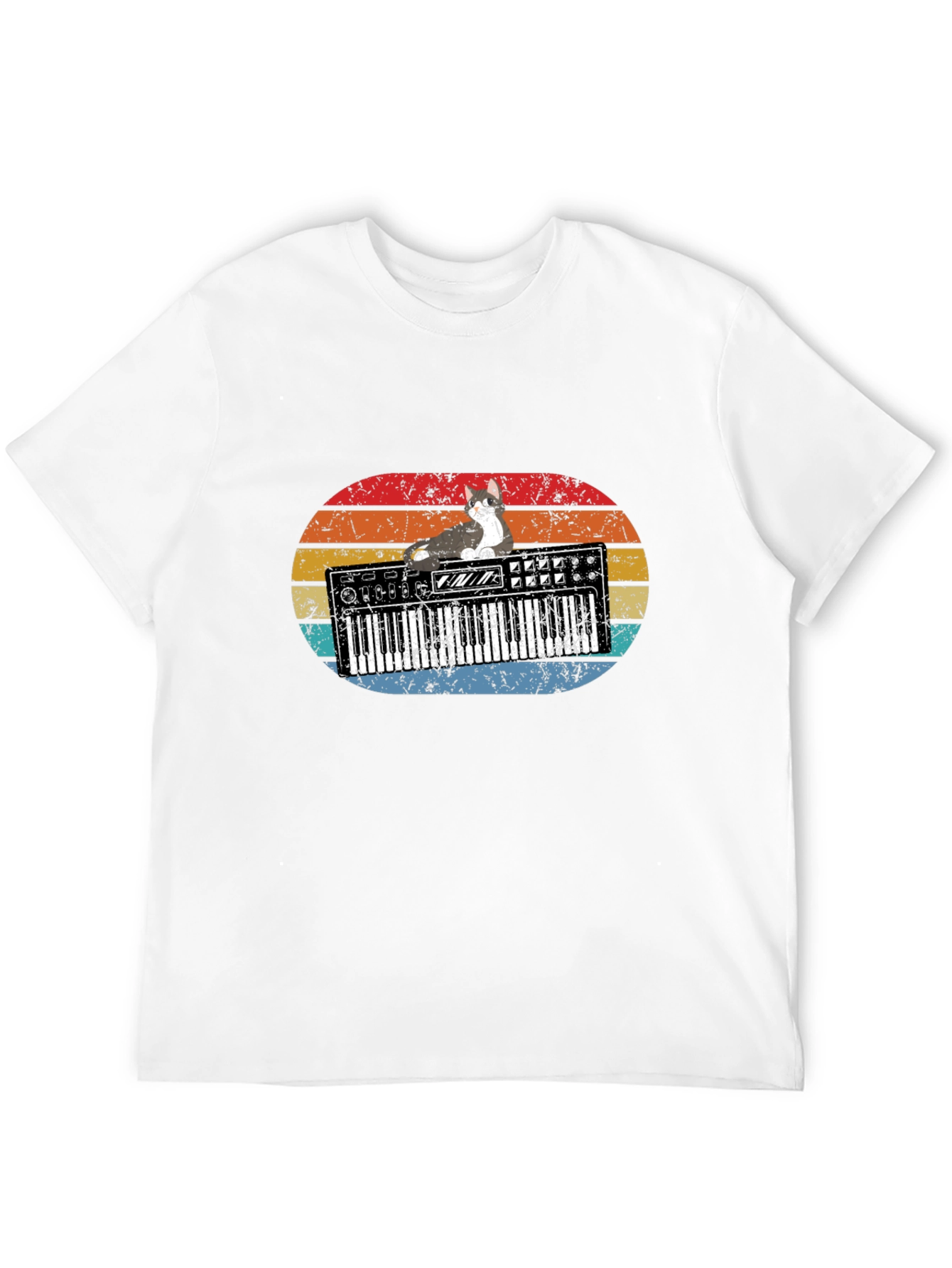 Retro Cat Keyboardist T-Shirt