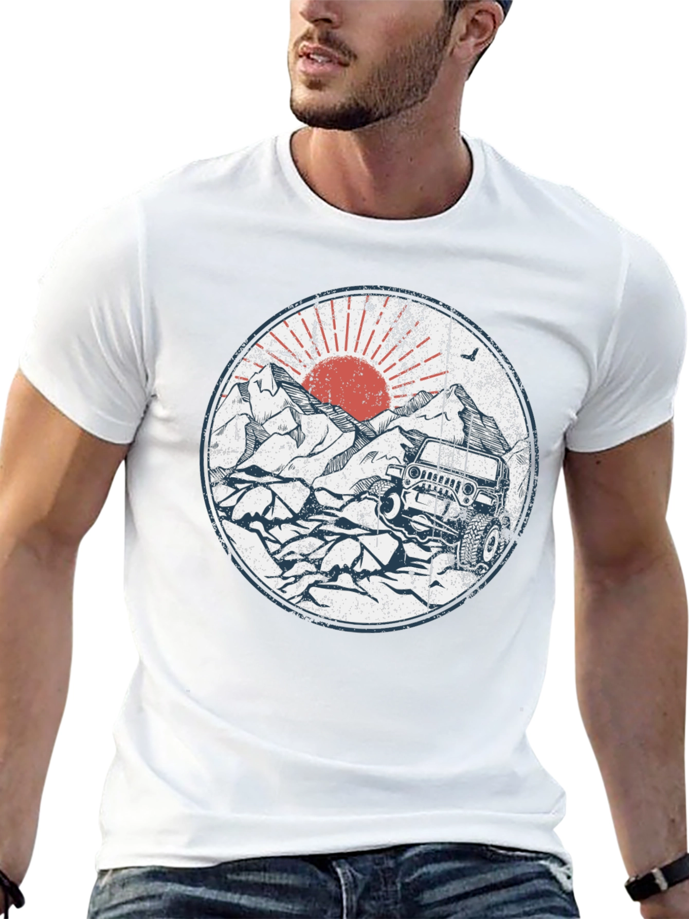 Off-Road Adventure Tee - Mountain Sunset Jeep Design