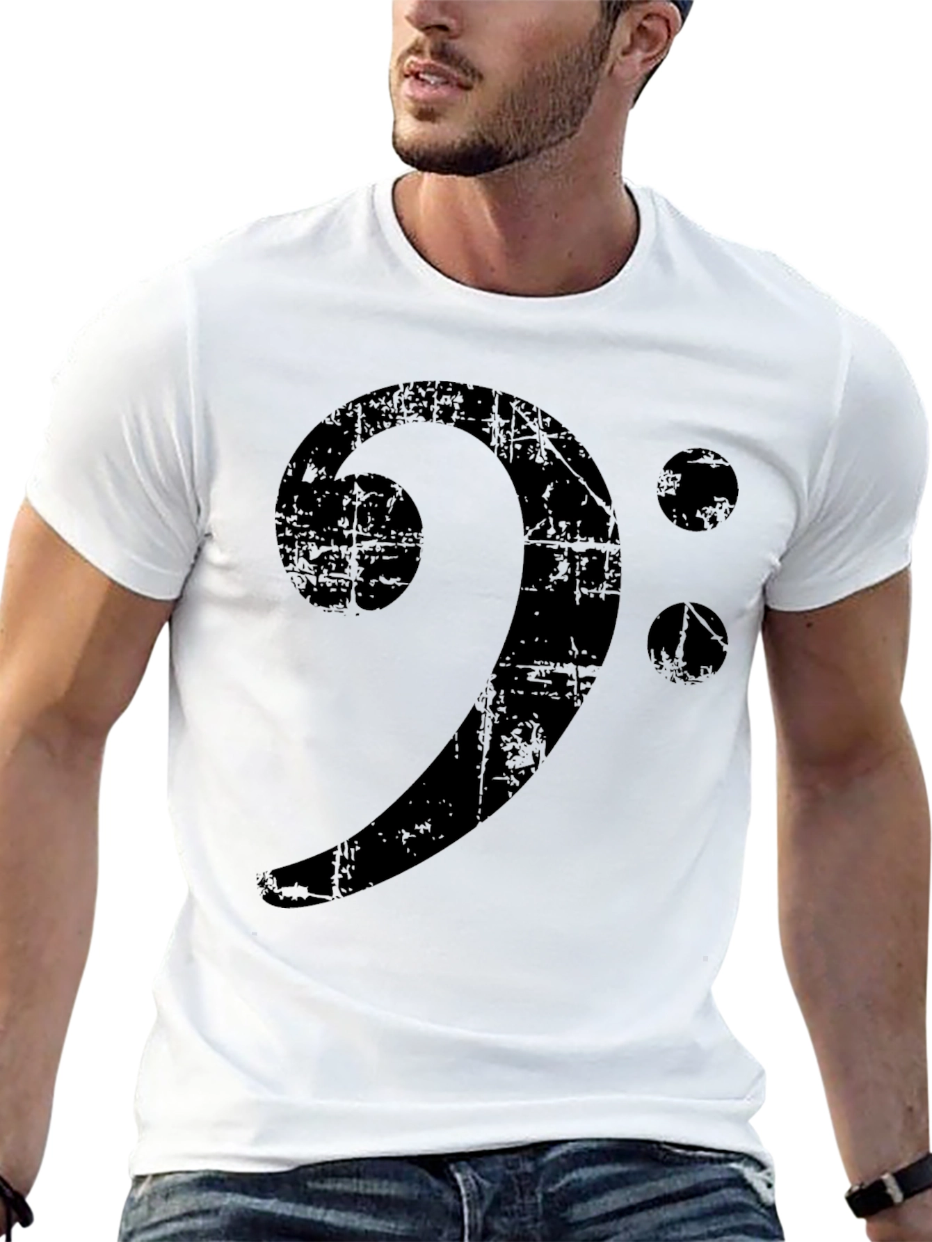 Bass Clef Distressed Graphic Tee