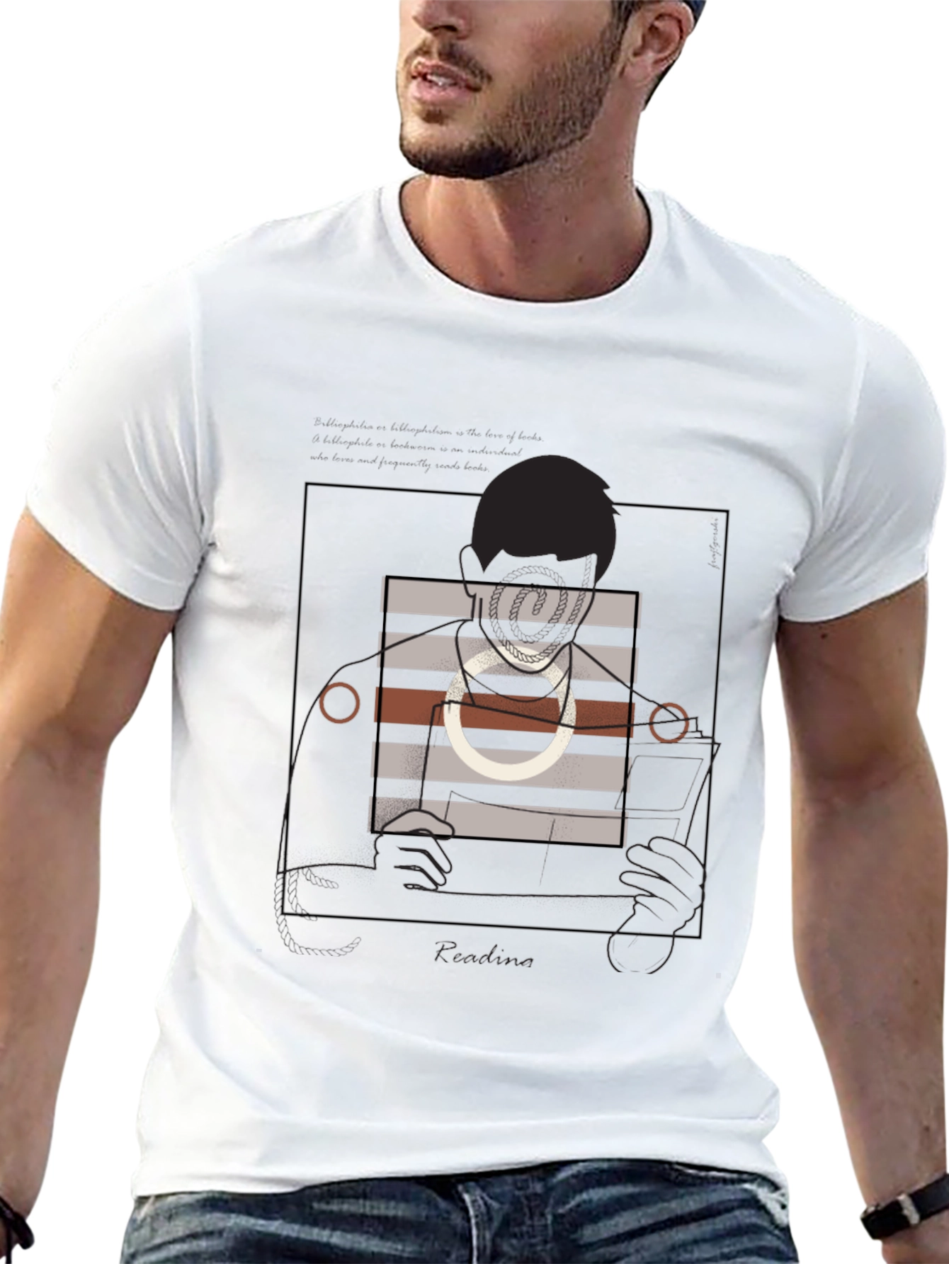 Modern Graphic Tee - Abstract Portrait Black Shirt