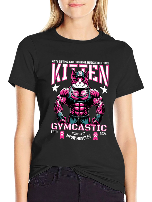 Kitten Gym Muscle Building Graphic T-Shirt