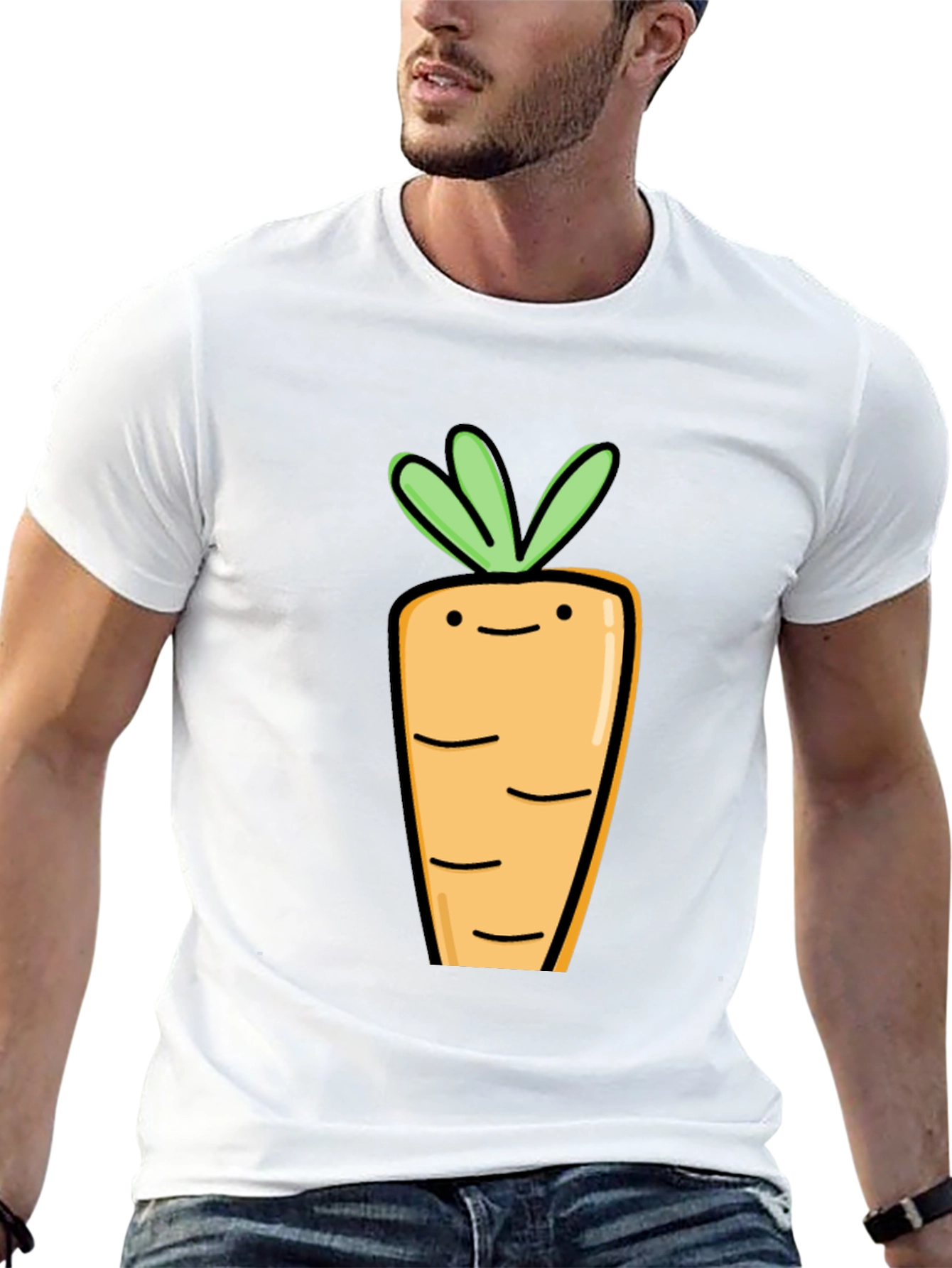 Cute Carrot Graphic Tee - Black Cotton T-Shirt