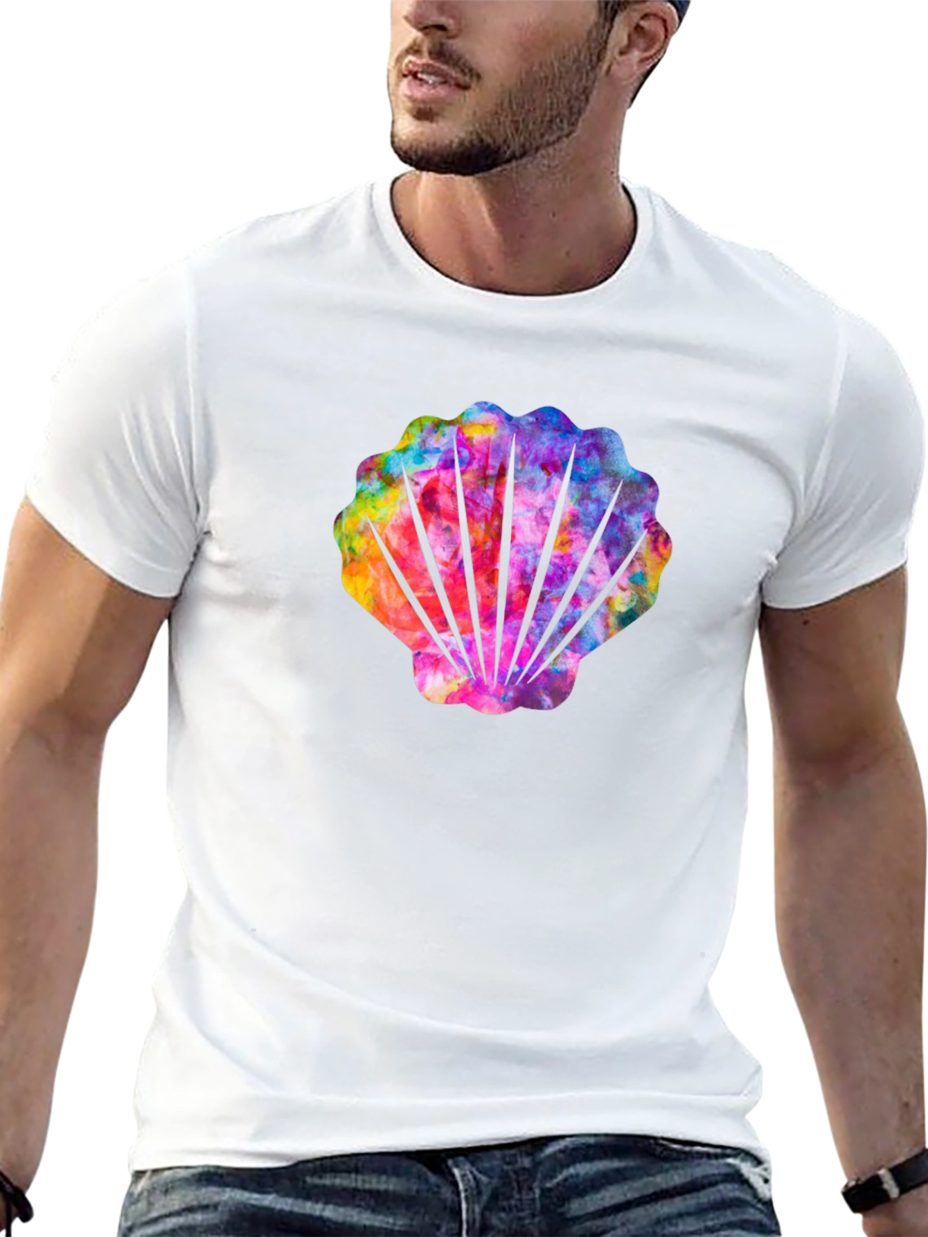 Rainbow Seashell Graphic Tee - Black