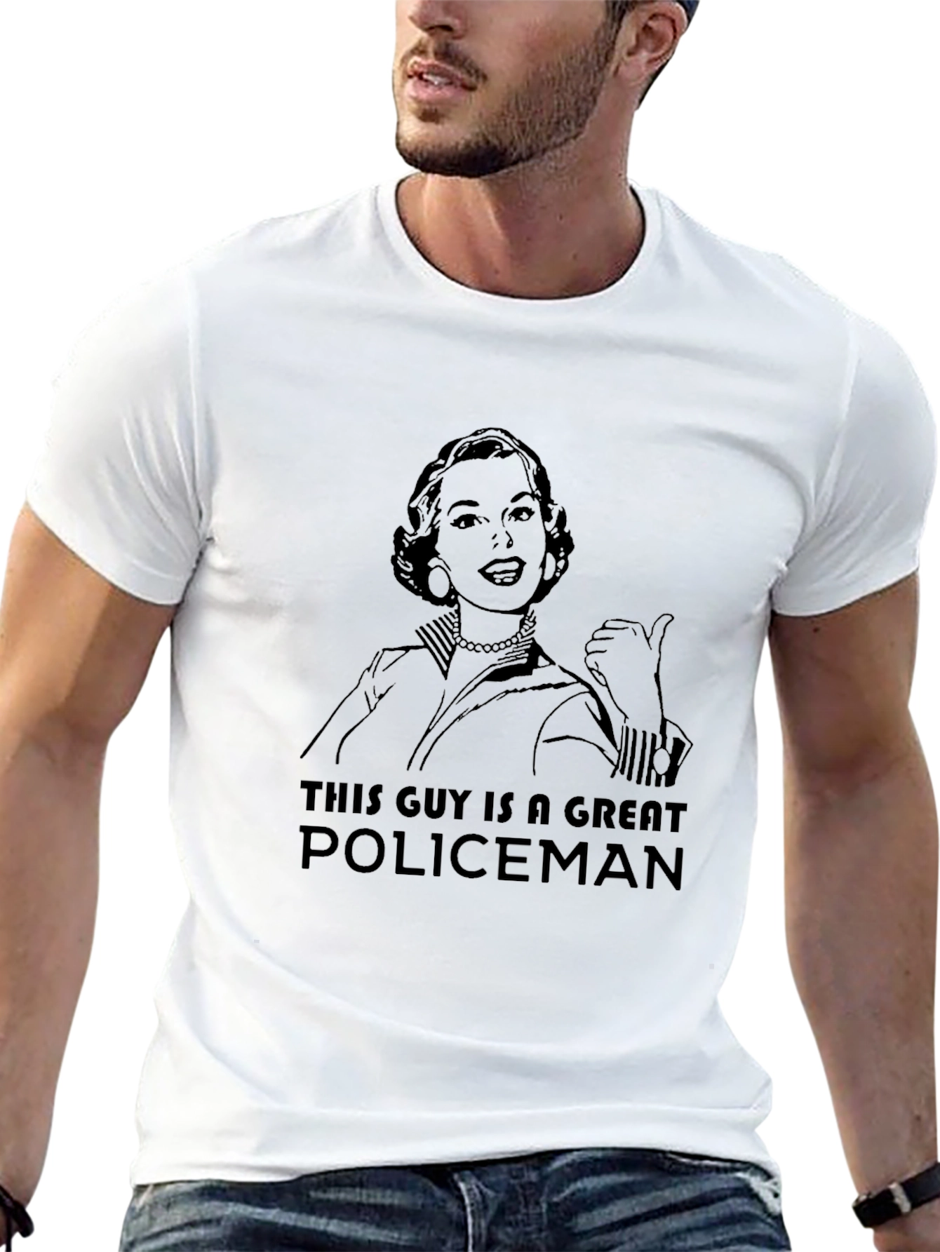 Great Policeman Graphic T-Shirt - Retro Style