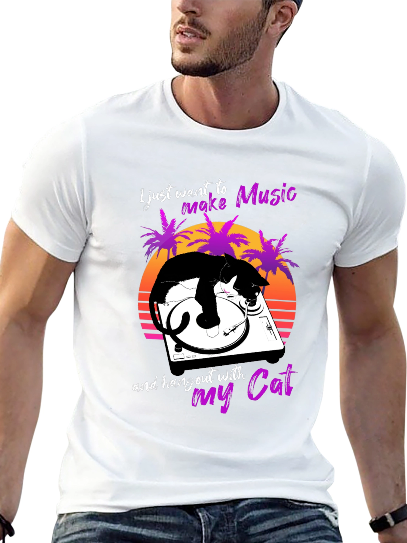 Music Lover Cat T-Shirt - DJ Cat Tee