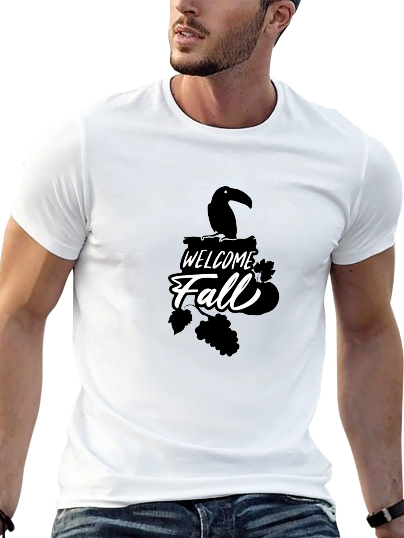 Welcome Fall Toucan Graphic Tee - Black T-Shirt