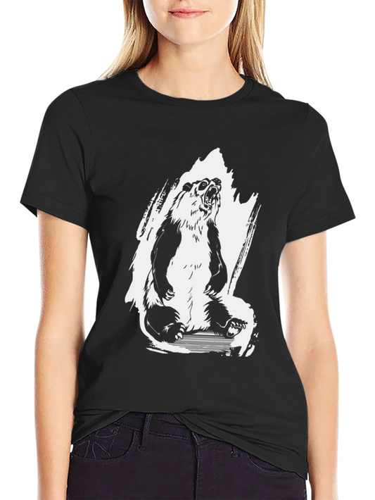 Bear Graphic Tee - Mens Black Crew Neck T-Shirt