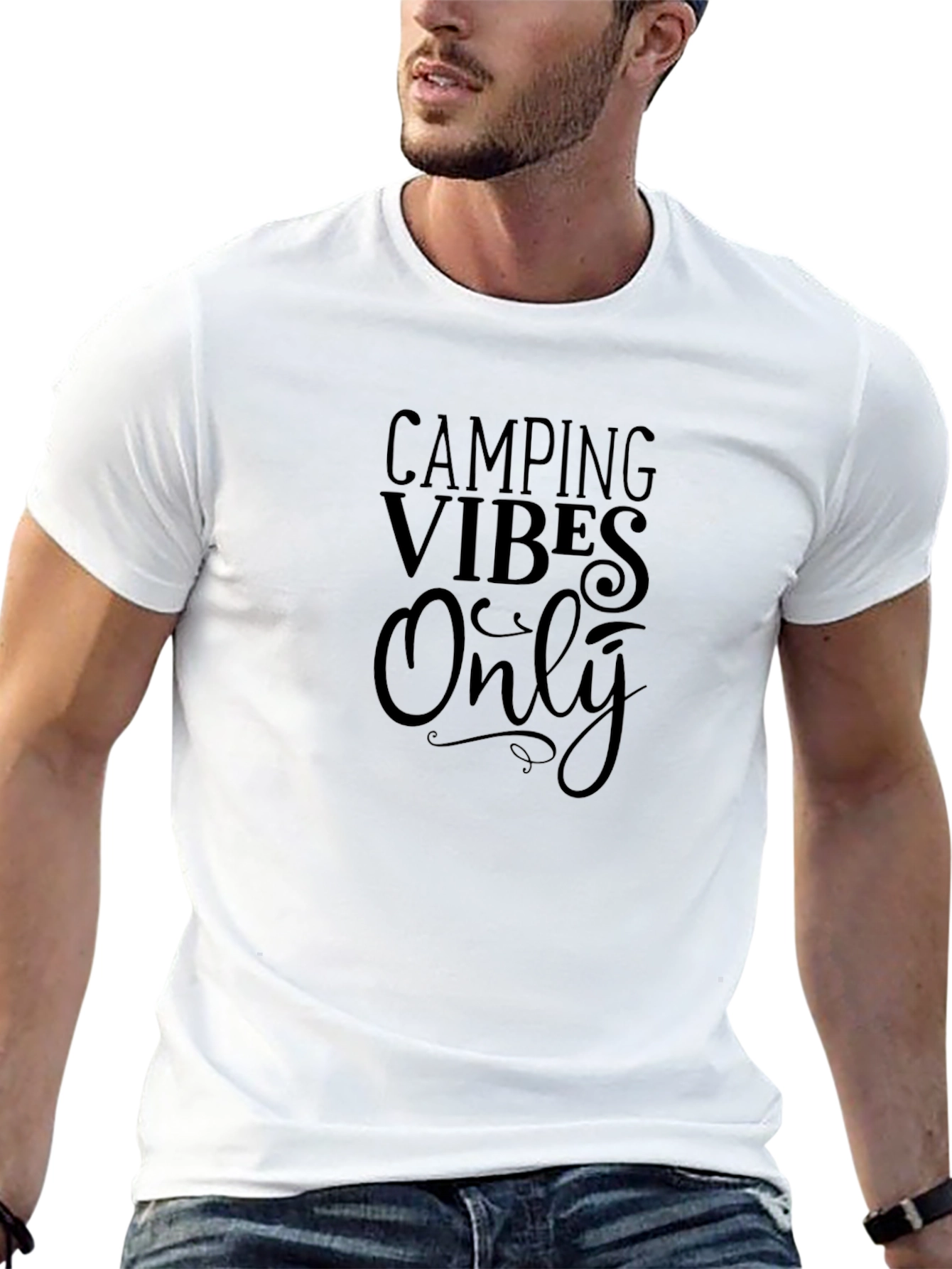 Camping Vibes Only Graphic Tee - Black Cotton Shirt