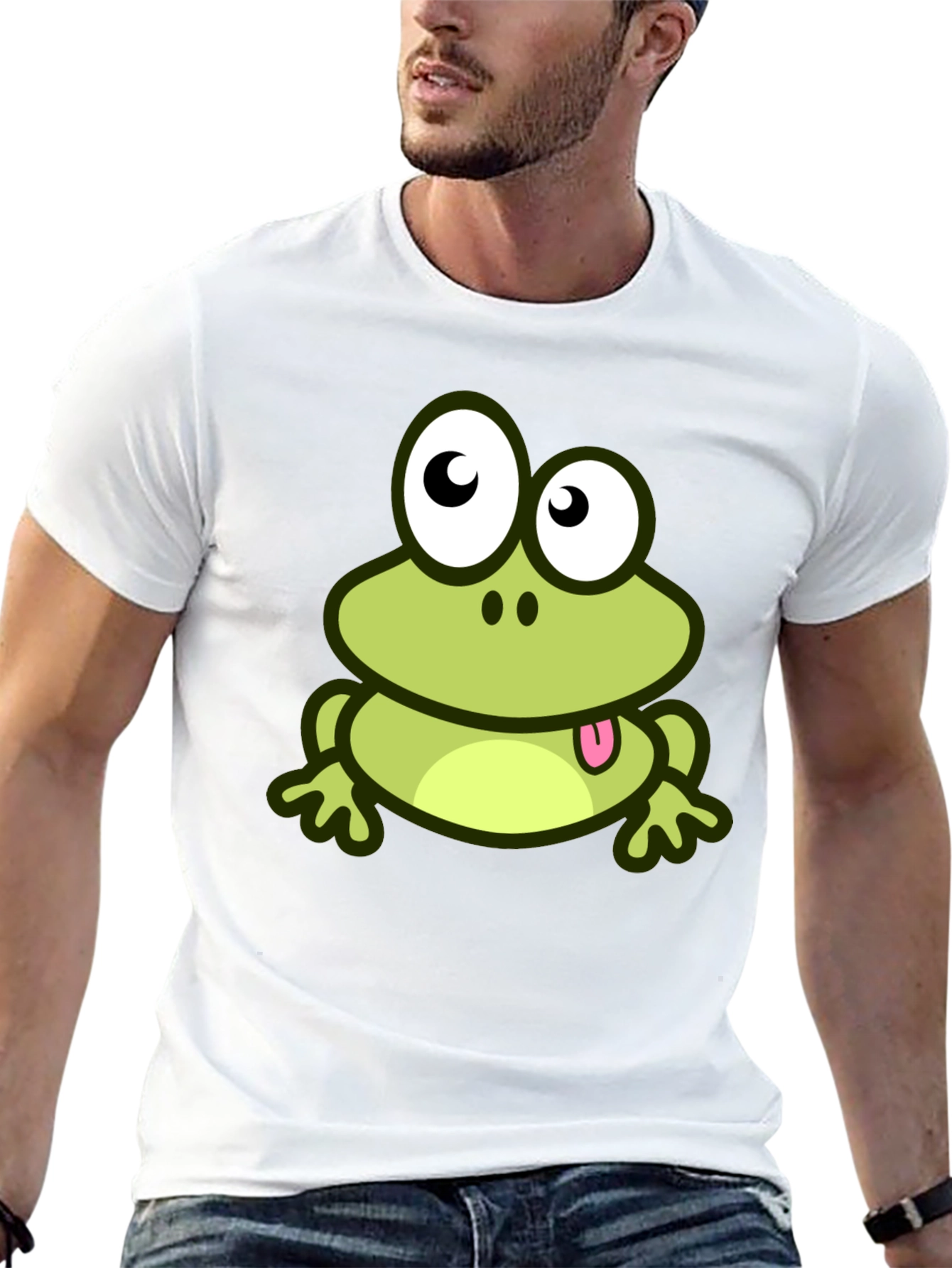 Cute Frog Cartoon Graphic T-Shirt - Black