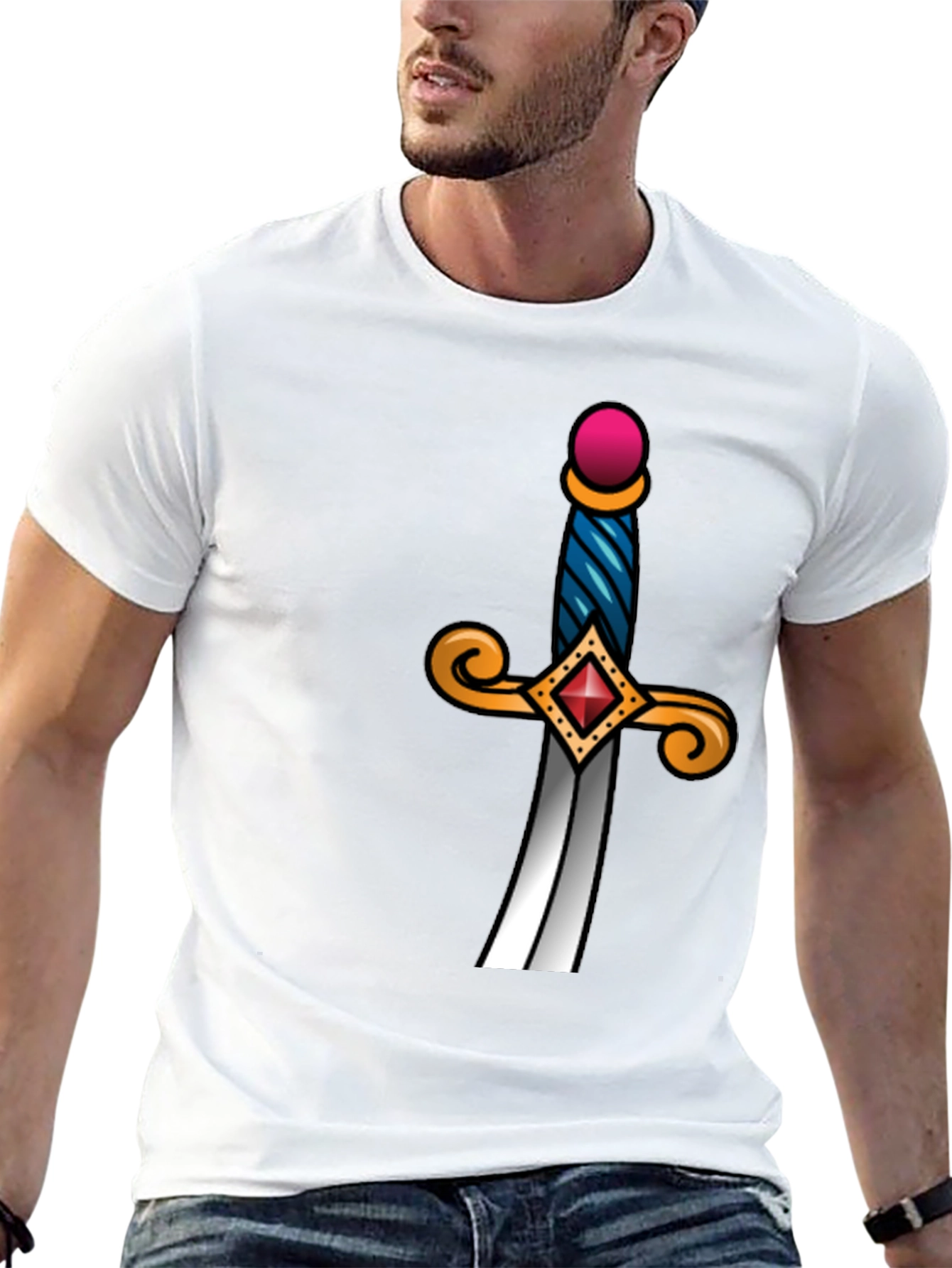 Sword Graphic Tee - Black Cotton Blend