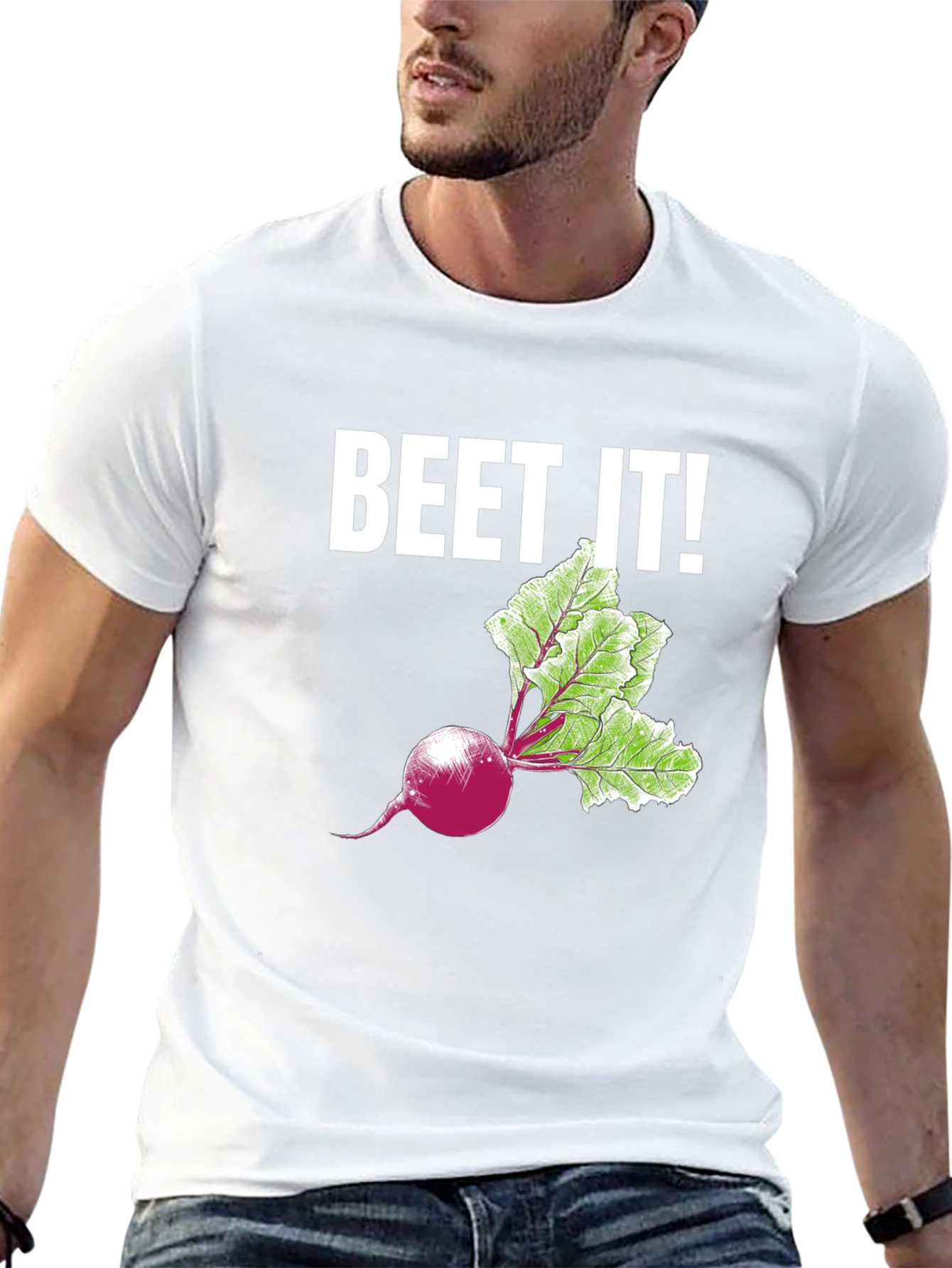 Beet It! Graphic Print T-Shirt - Black Casual Tee