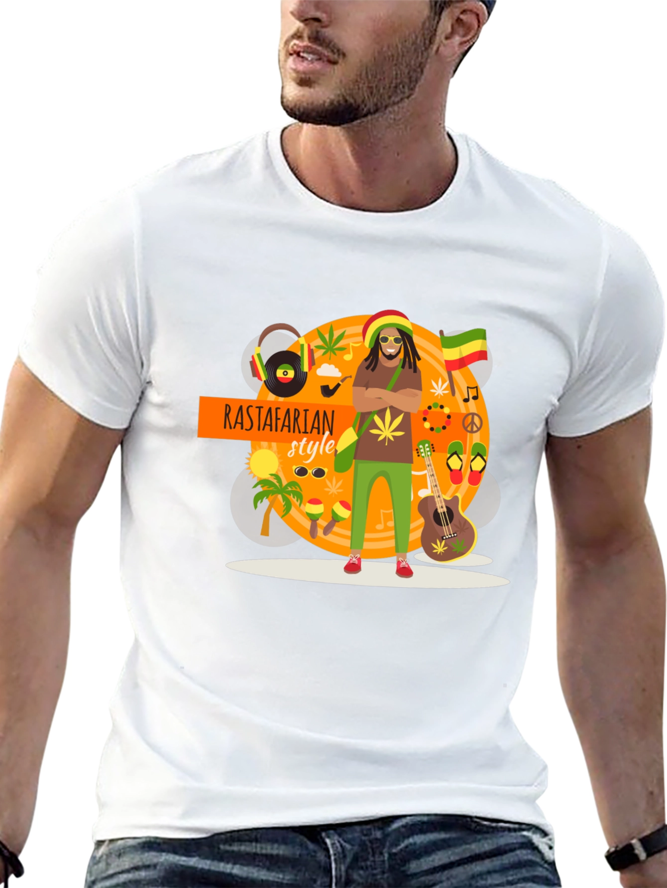 Rastafarian Style Graphic T-Shirt