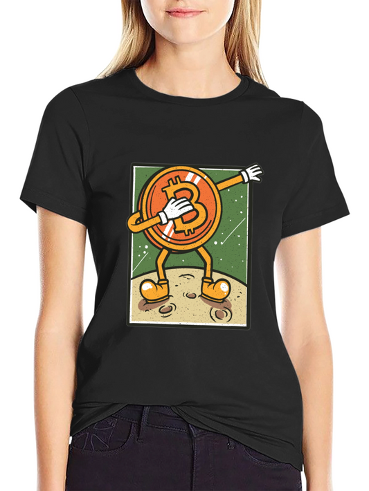 Bitcoin Dabbing to the Moon Graphic Tee