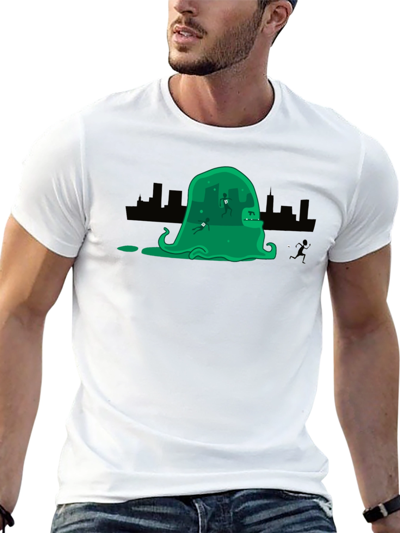 Monster City Mens Black Graphic Tee