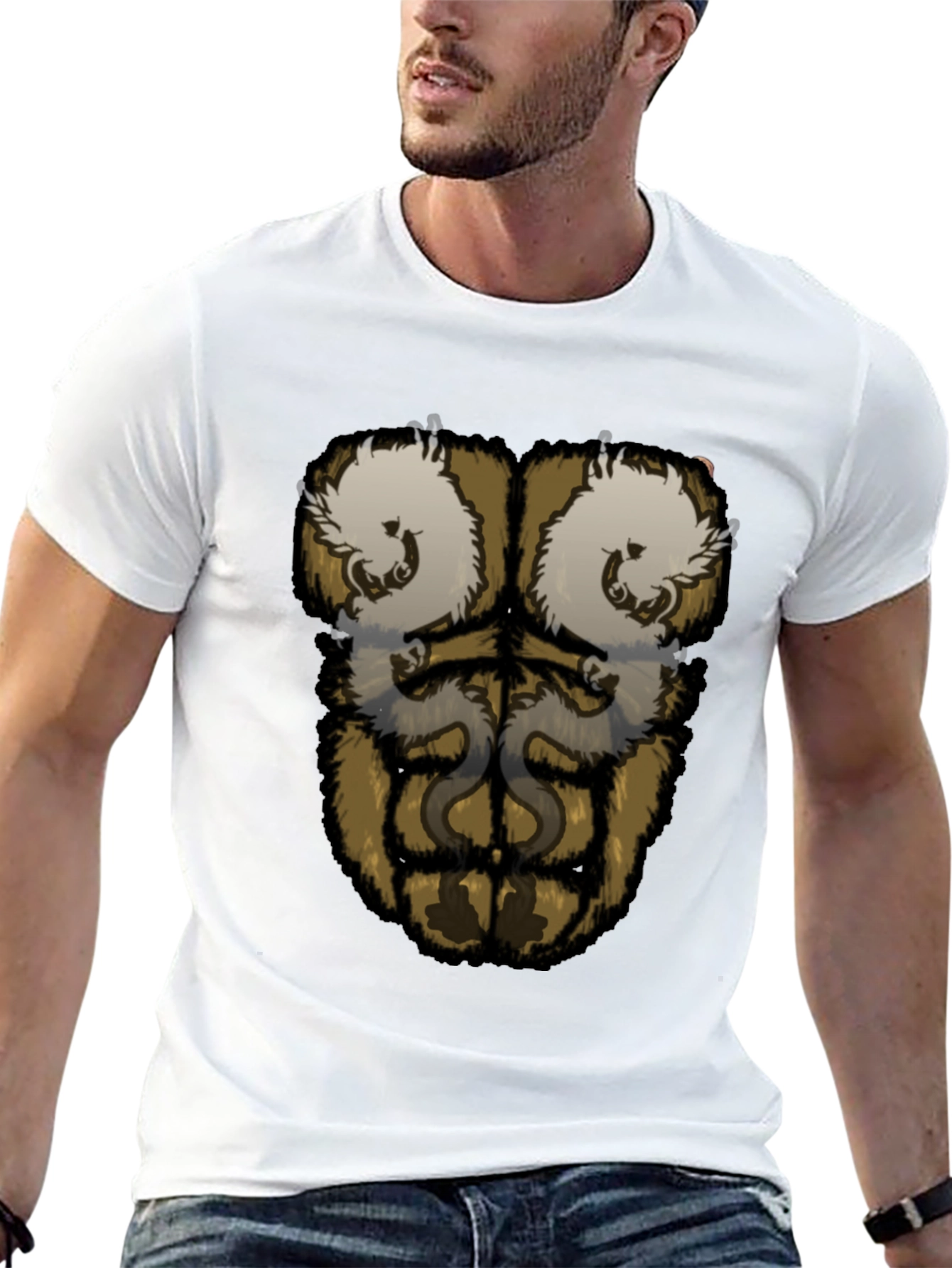 Funny Gorilla Fur Six-Pack T-Shirt