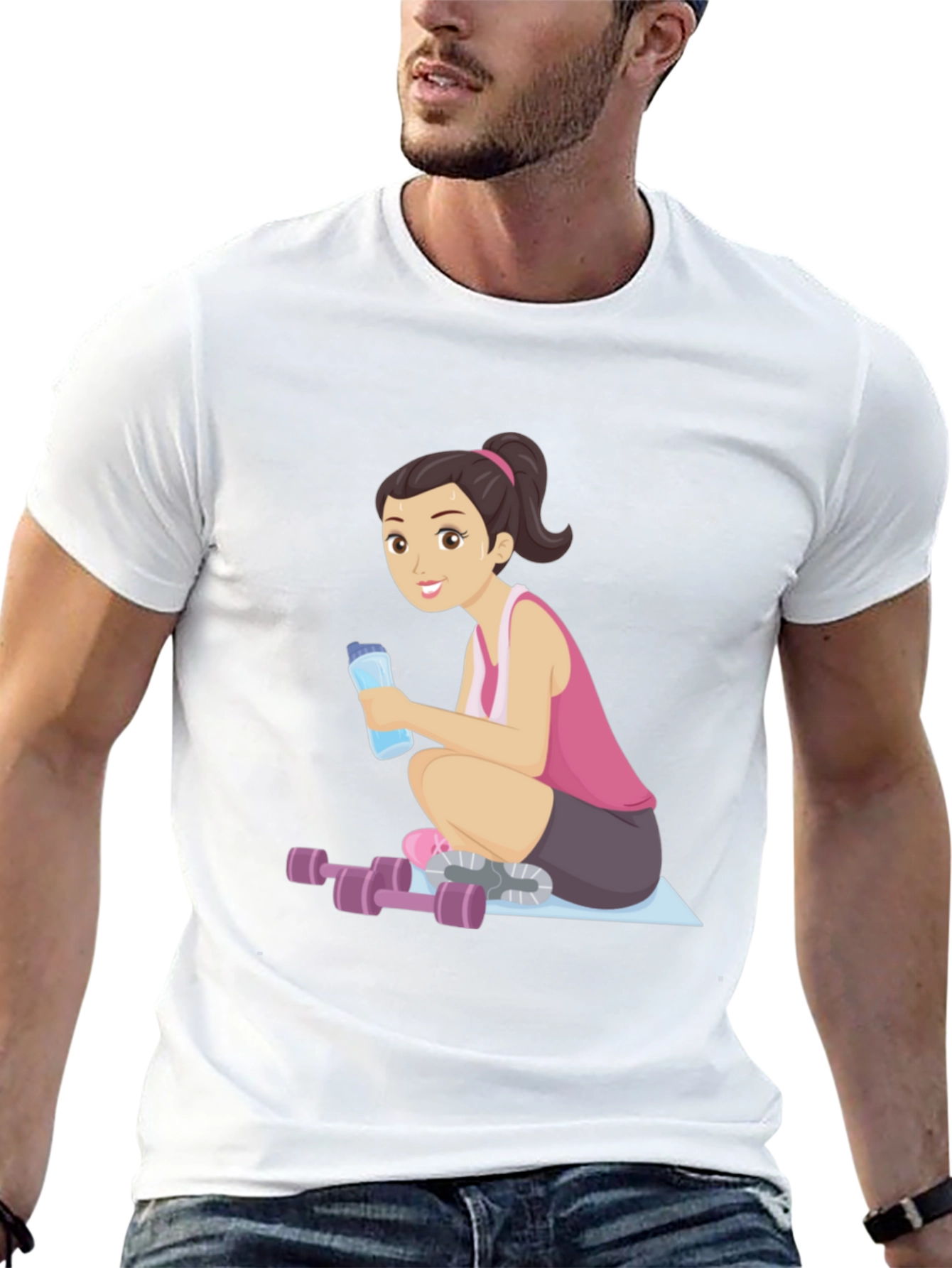 Workout Girl Graphic Tee - Black Casual T-Shirt