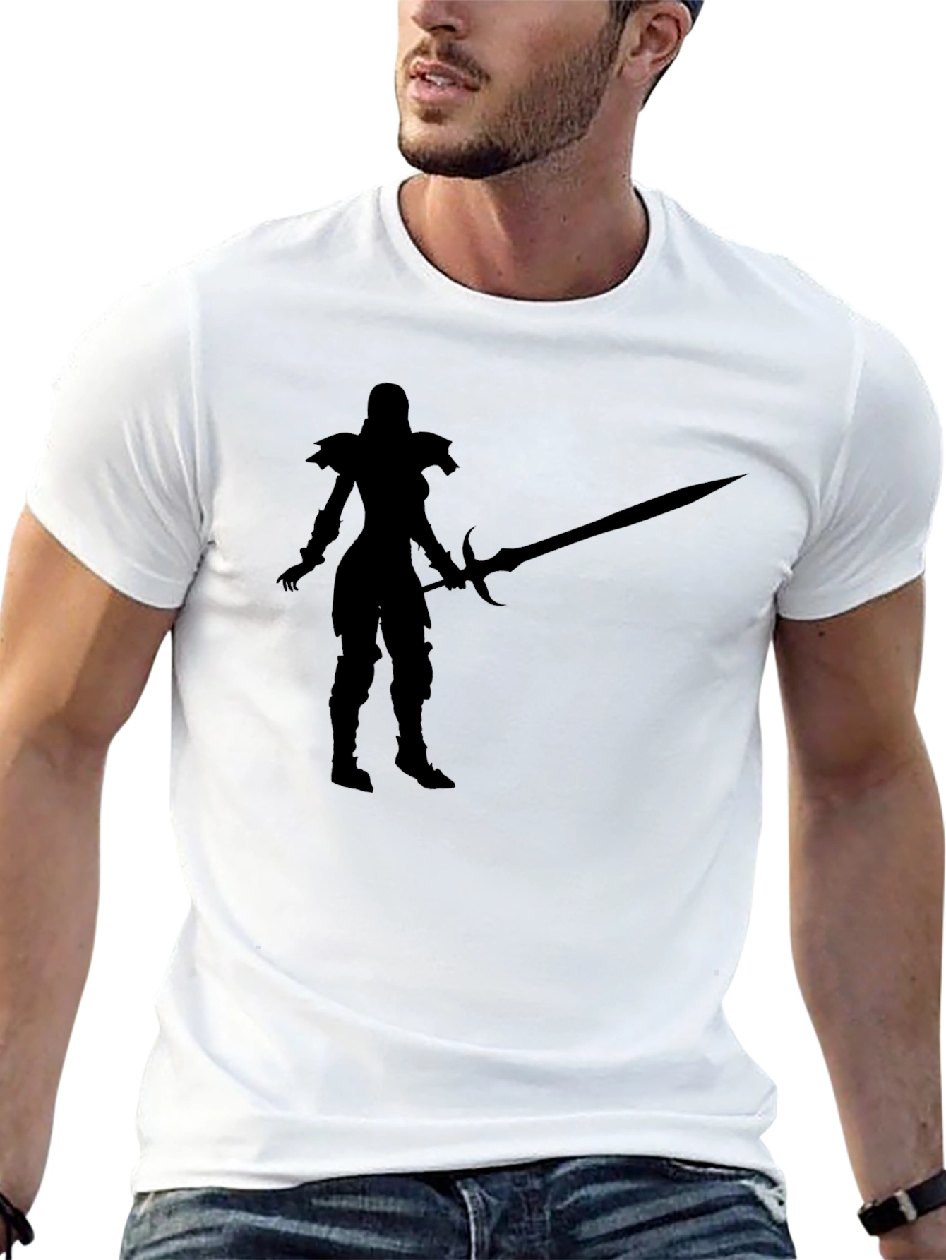 Warrior Silhouette Graphic Black T-Shirt
