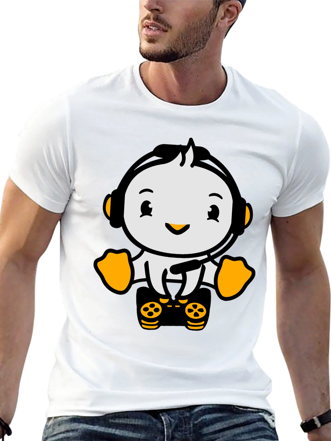 Gamer Penguin T-Shirt - Black Cotton Tee