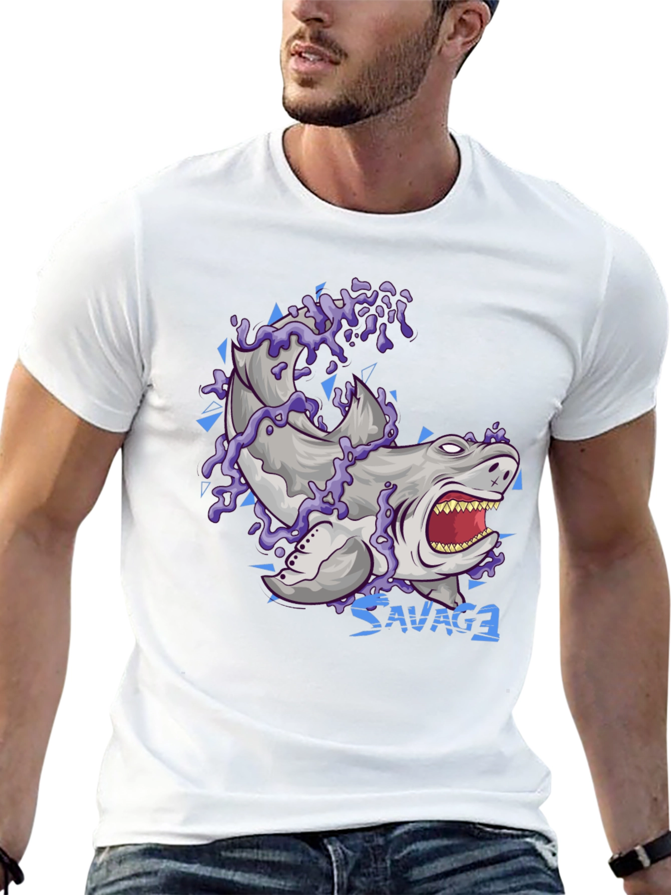 Savage Shark Graphic T-Shirt - Black
