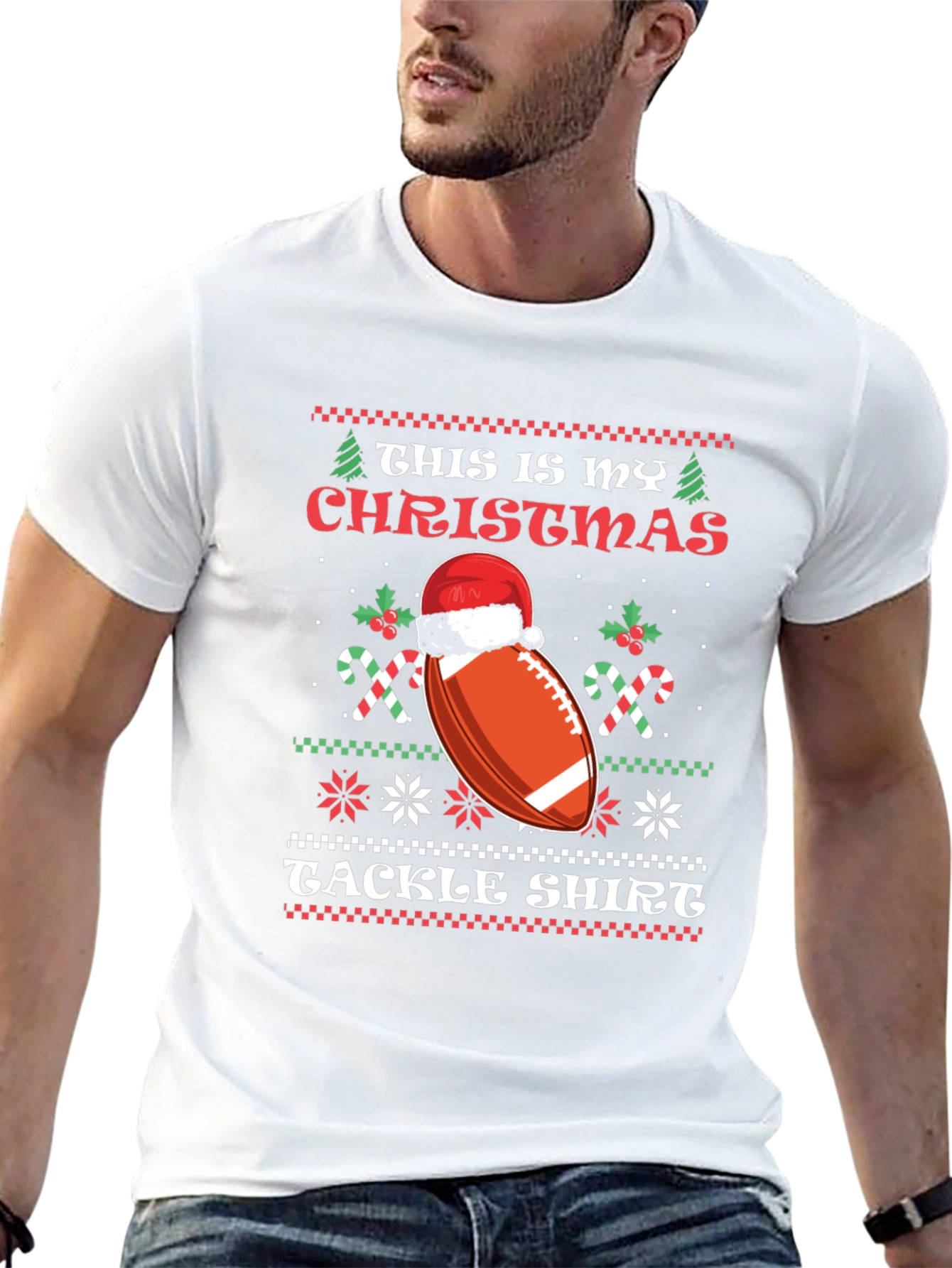 Christmas Football Tackle Shirt Holiday Tee