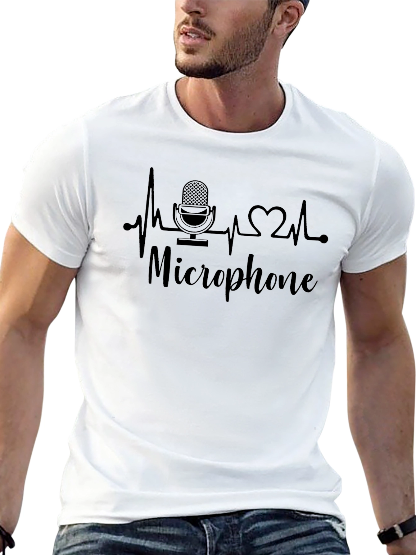 Microphone Heartbeat T-Shirt - Music Lover Tee