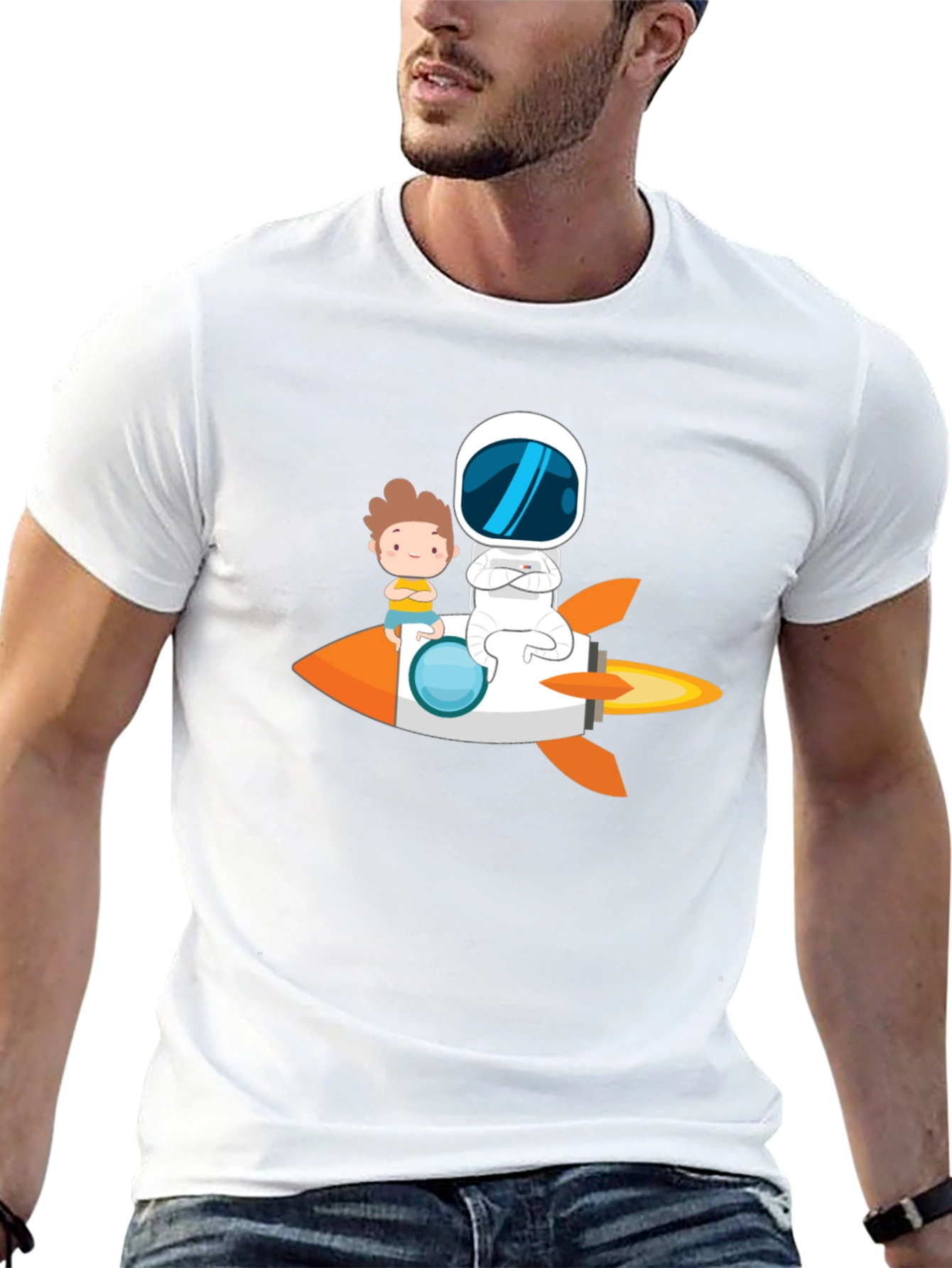 Astronaut & Boy Rocket Ride Graphic Tee