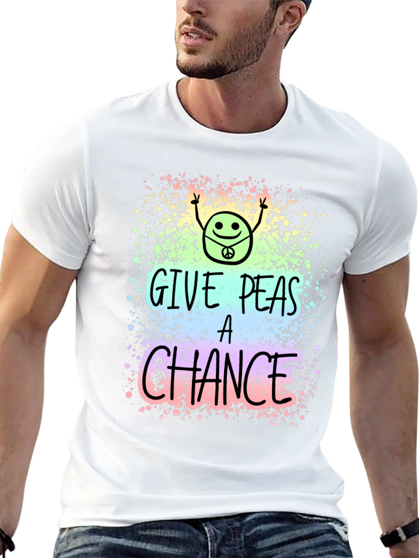 Give Peas A Chance T-Shirt - Groovy Peace Design