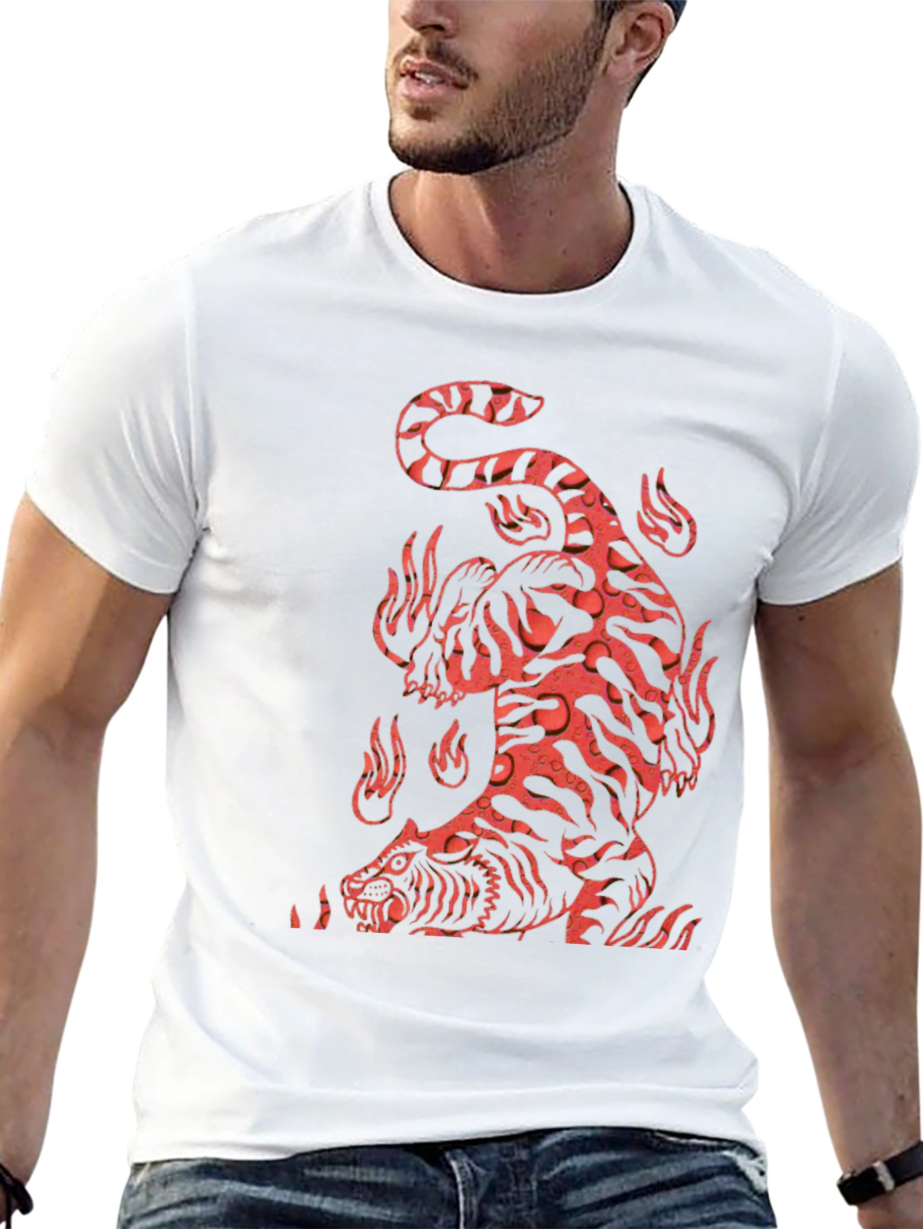 Fiery Tiger Graphic Tee - Bold Black T-Shirt