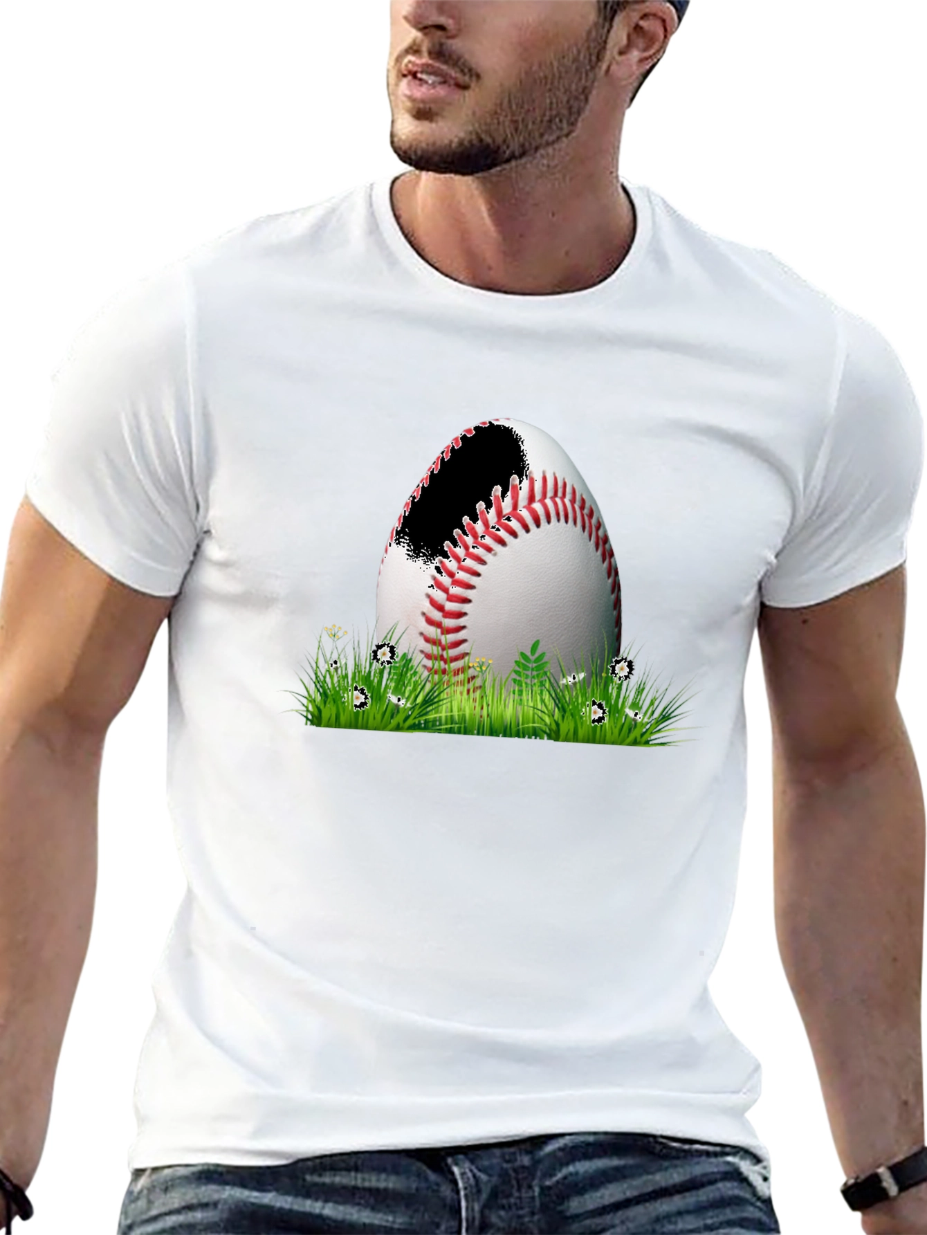 Baseball in Grass Graphic Tee
