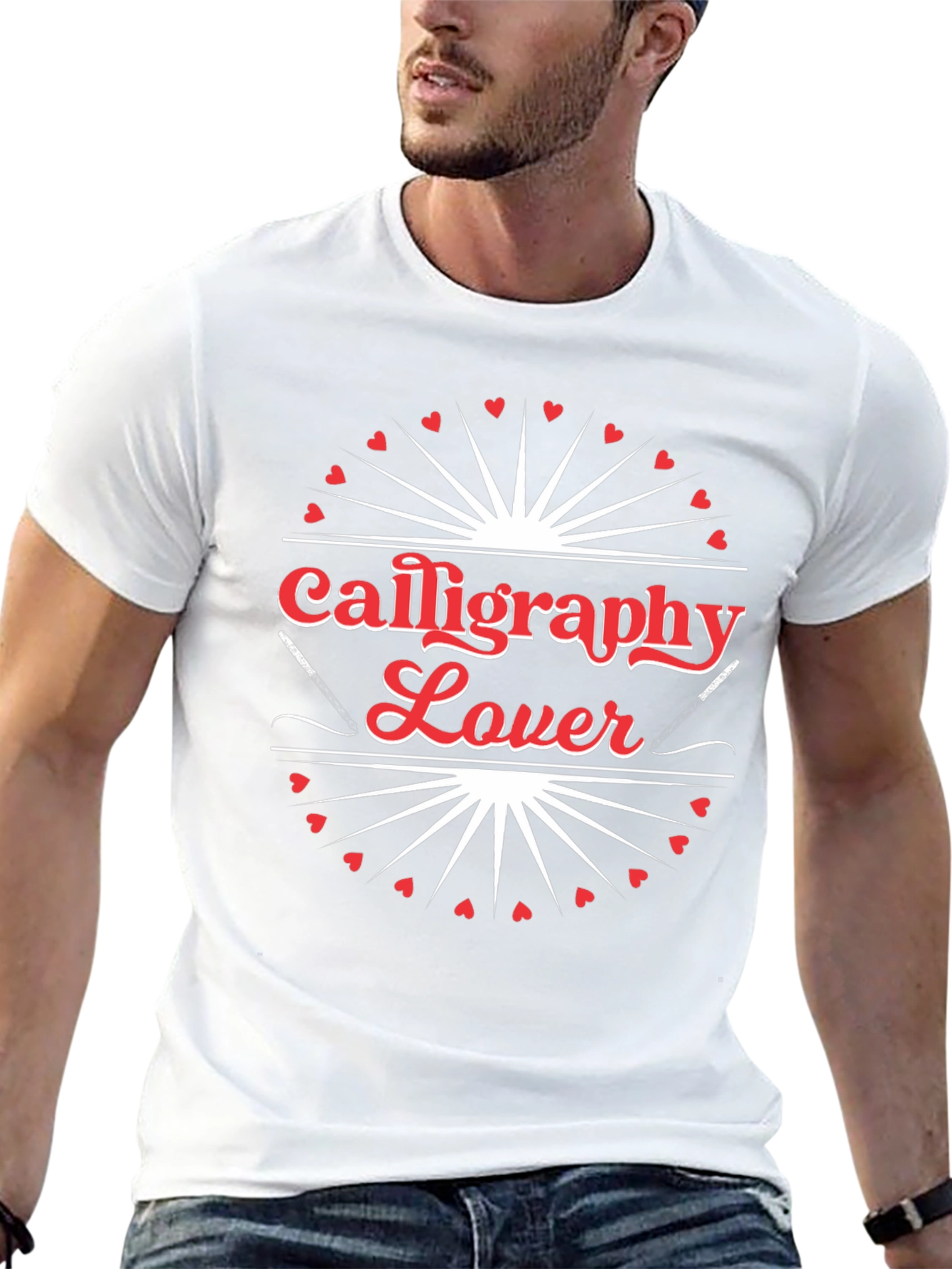 Calligraphy Lover Black T-Shirt - Heart Design