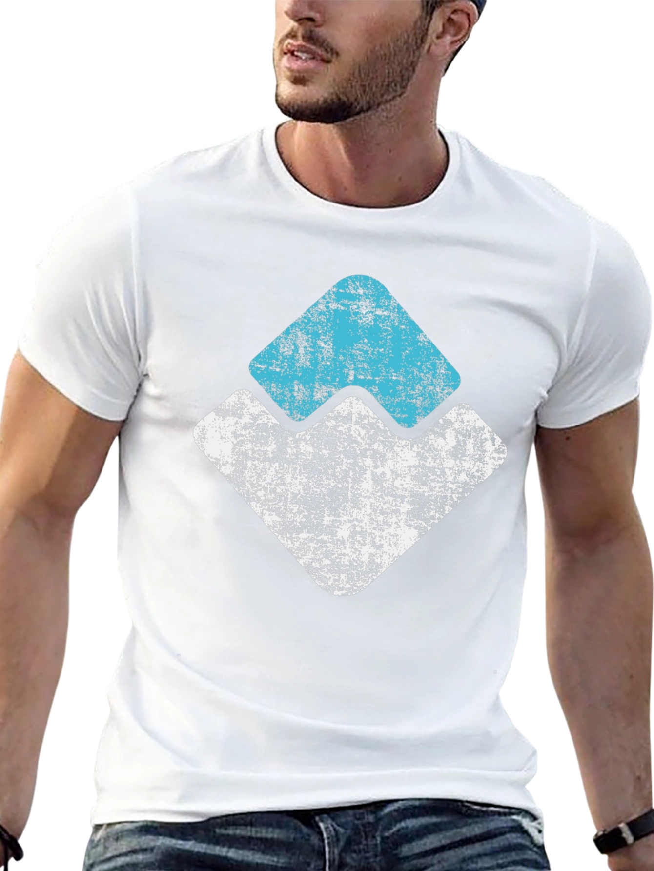 Distressed Graphic Tee - Abstract Mountain Design