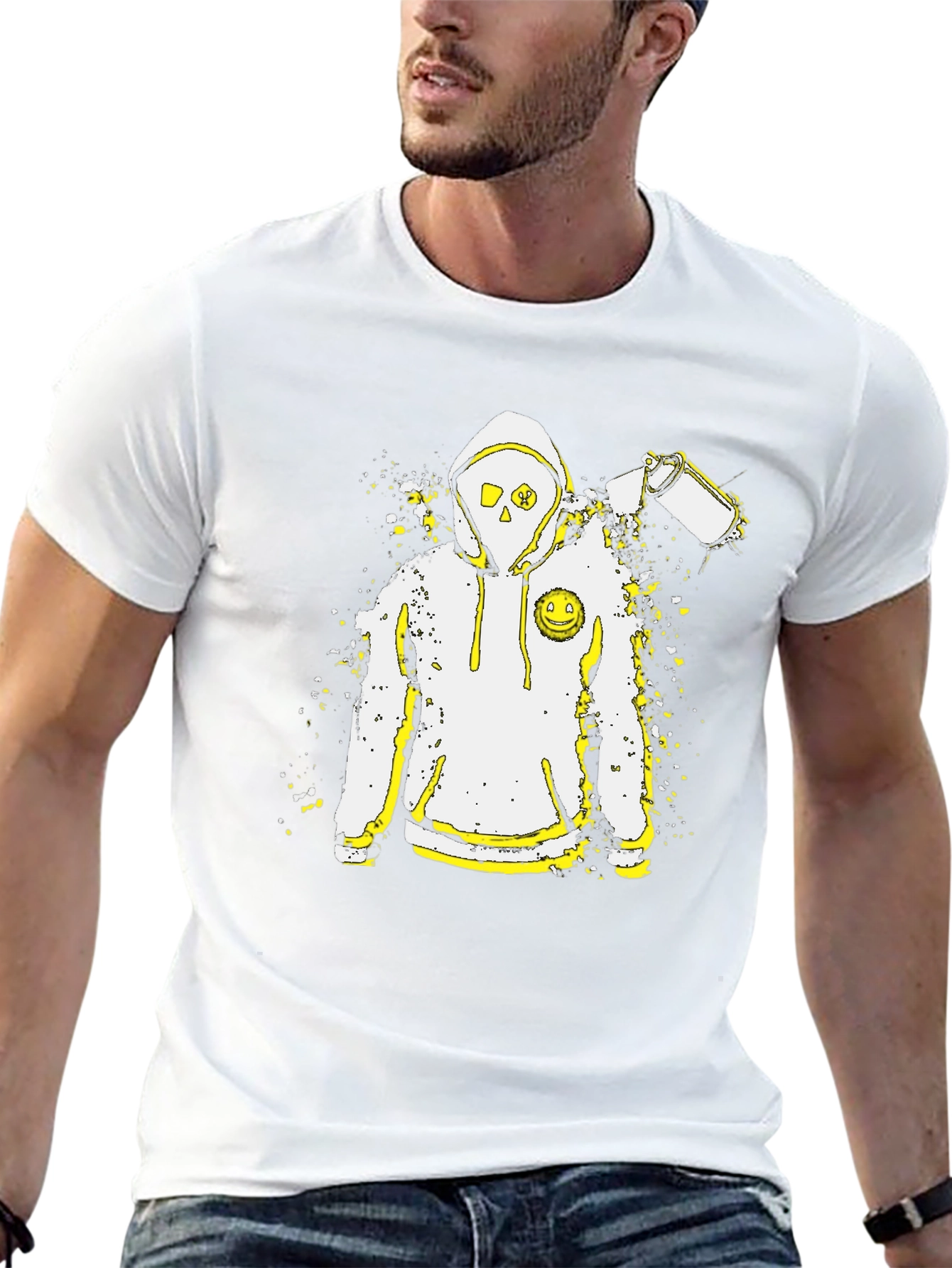 Edgy Urban Graphic Tee - Spray Paint Hoodie Design