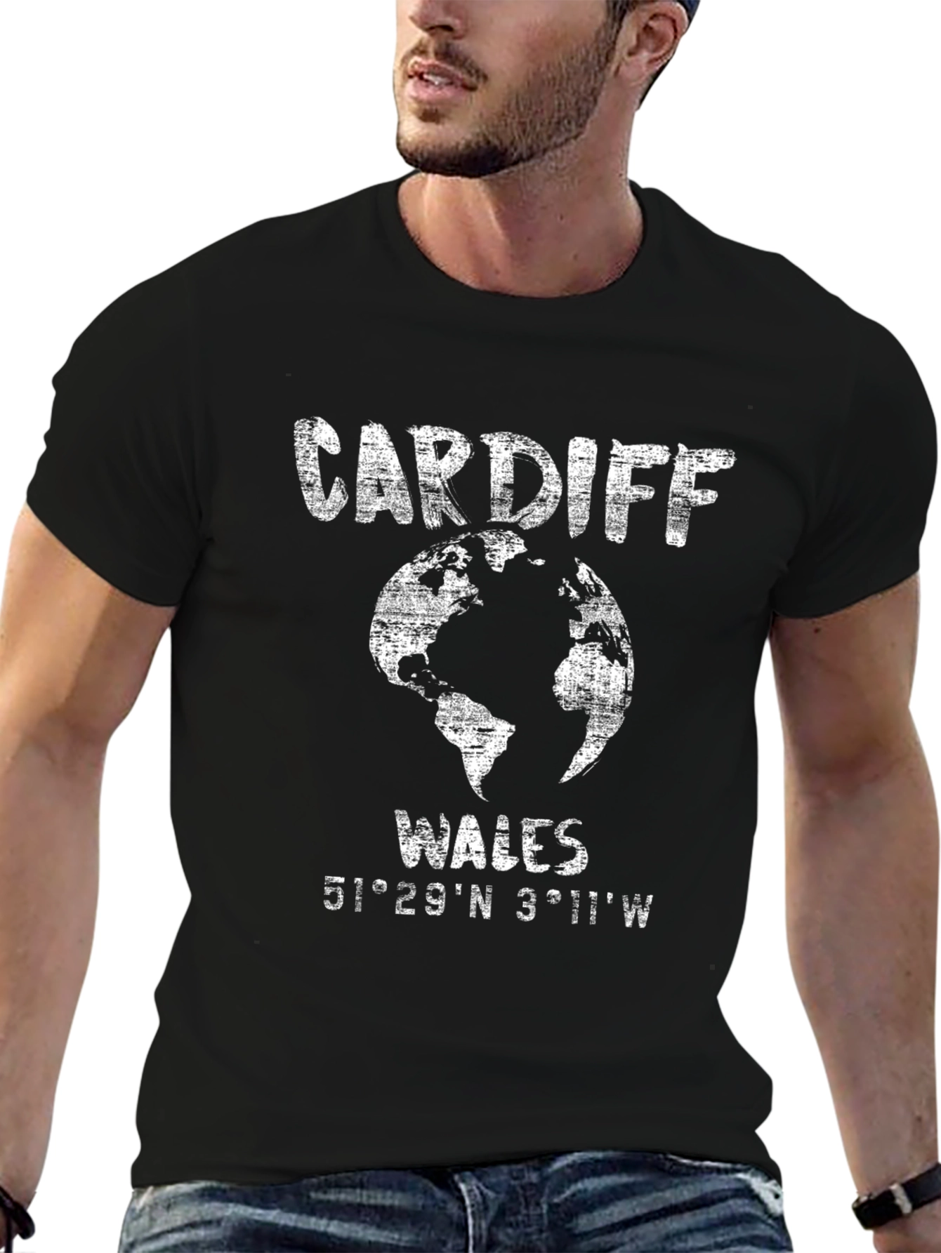 Cardiff Wales Mens Black T-Shirt