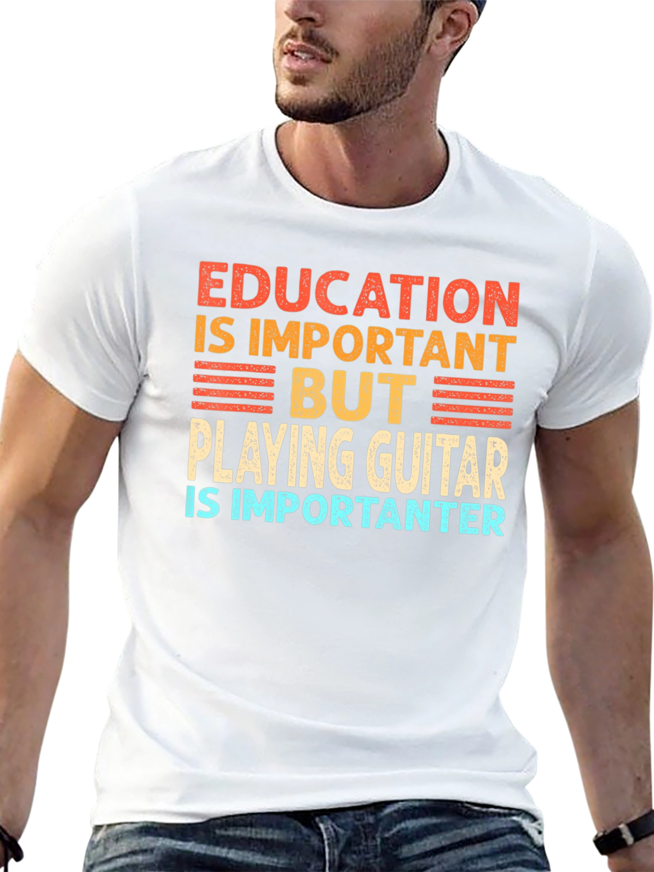 Funny Guitar Player T-Shirt Education is Important