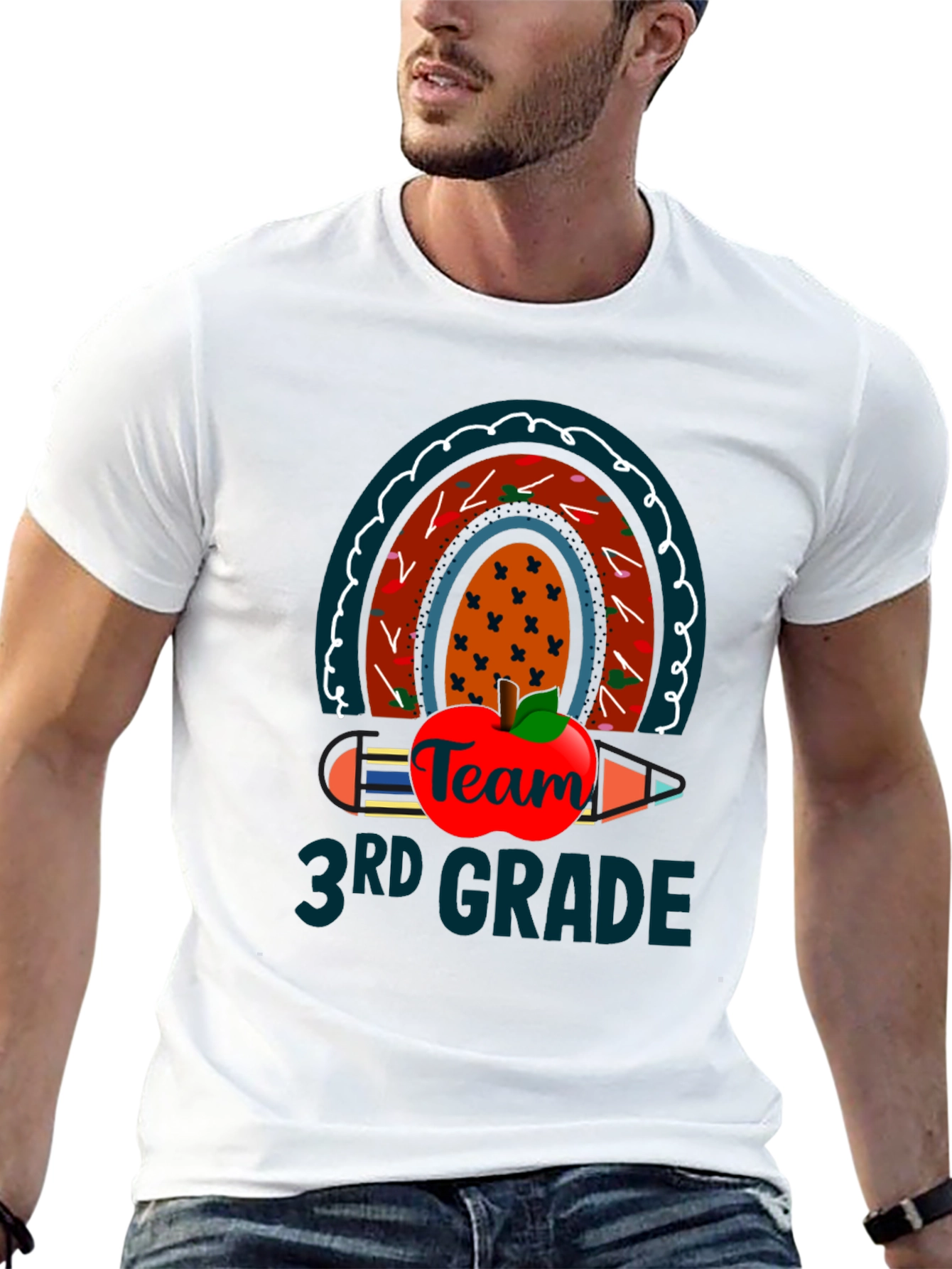 3rd Grade Teacher Team Rainbow Apple T-Shirt