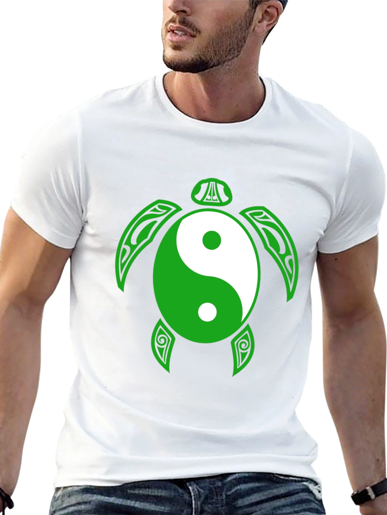 Yin Yang Turtle Graphic Tee - Black